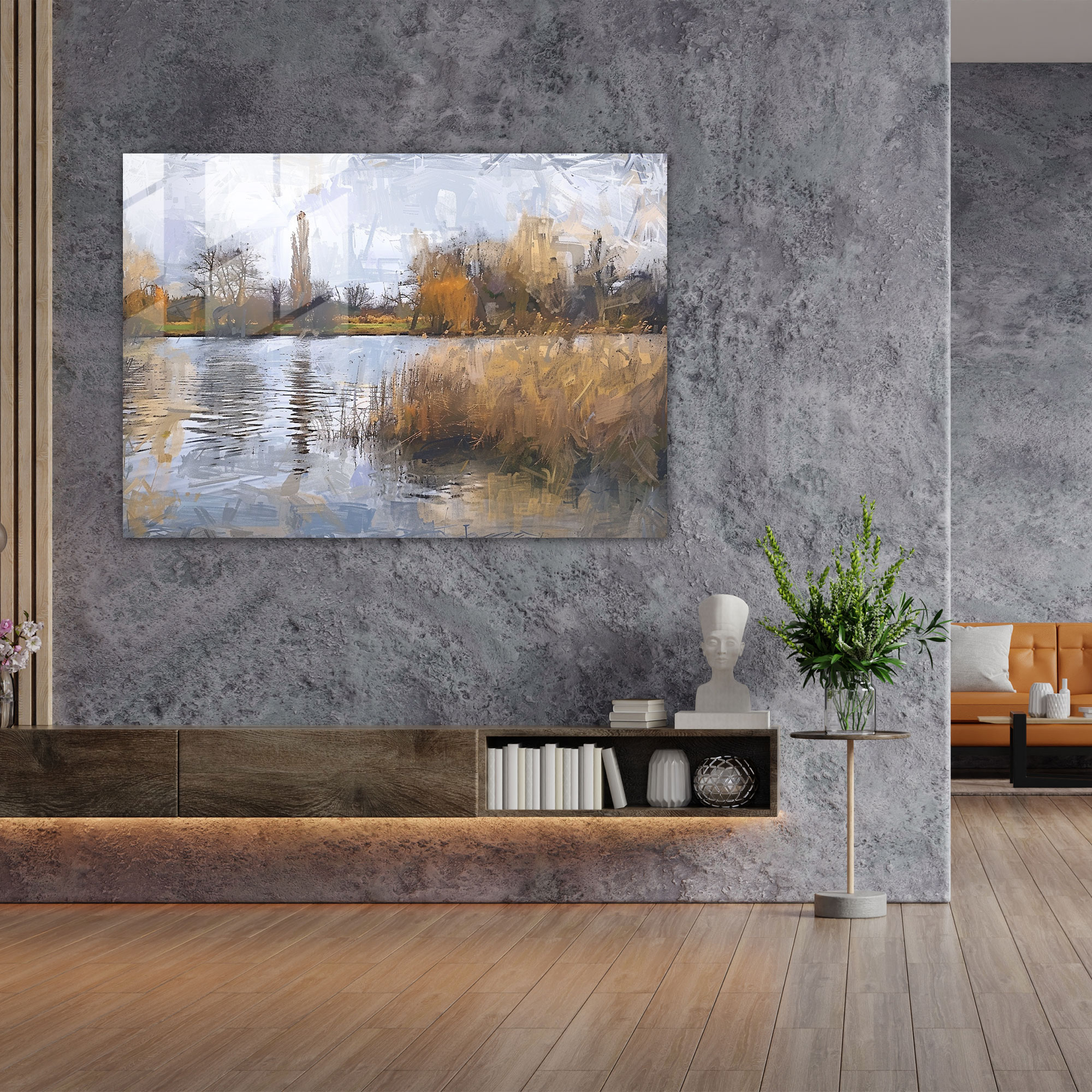 Claude Monet Modern Art - Soft Brush Strokes In Riverside Landscape - Claude Monet, Glass Wall Art, Glass Print, Wall Decoration