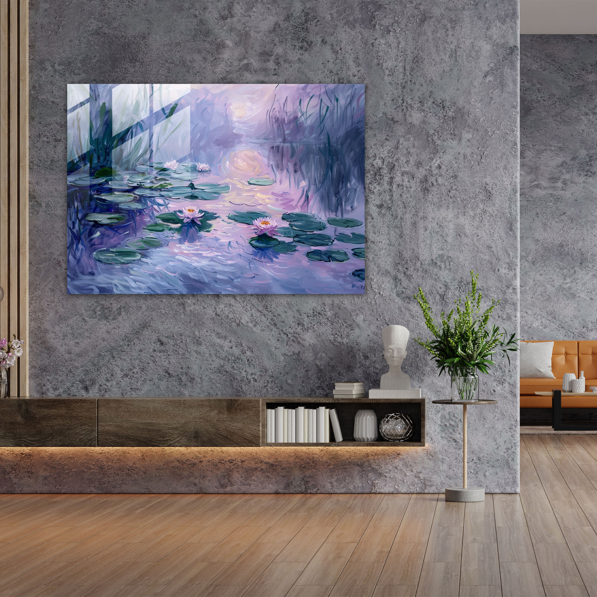 Claude Monet Water Lilies Glass Print - Claude Monet, Glass Art, Wall Decoration, Home Decoration