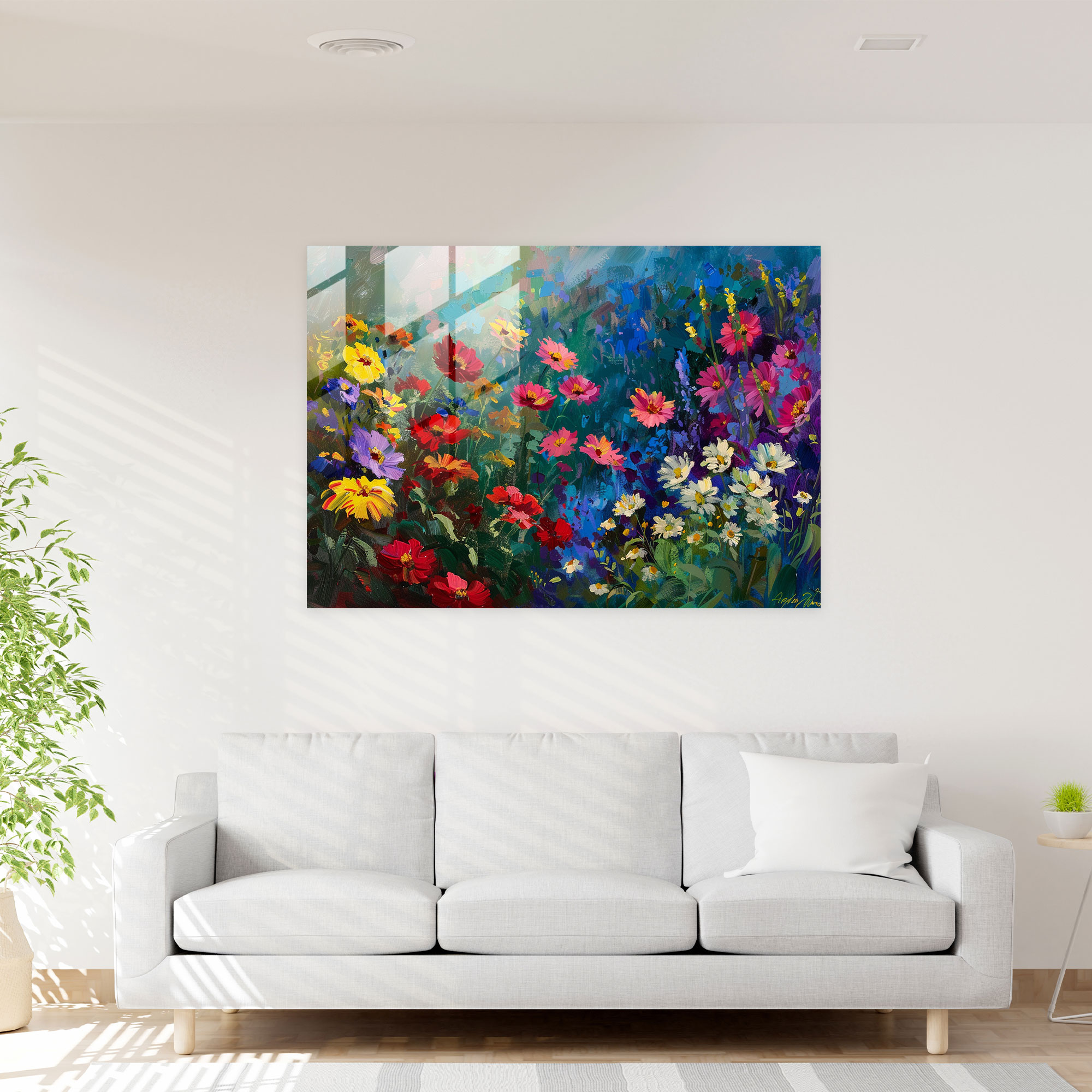 Claude Monet Garden Scene Glass Print - Claude Monet, Home Decoration, Claude Monet, Glass Print