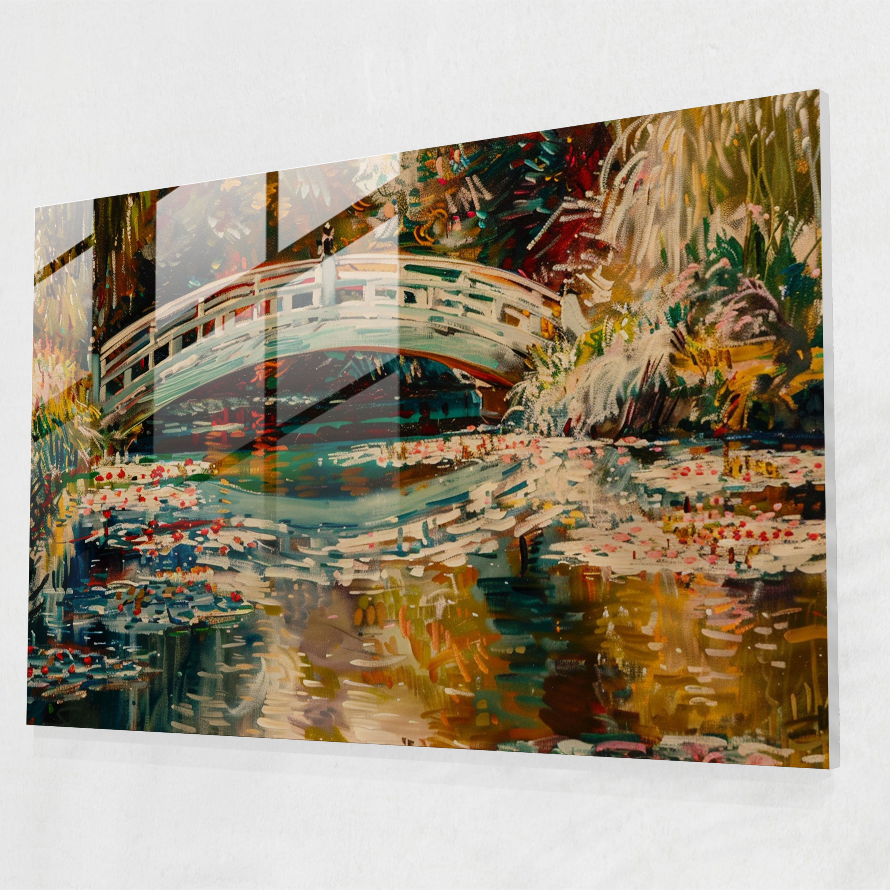 Claude Monet Japanese Bridge Glass Print - Claude Monet, Home Decoration, Modern Art, Glass Art