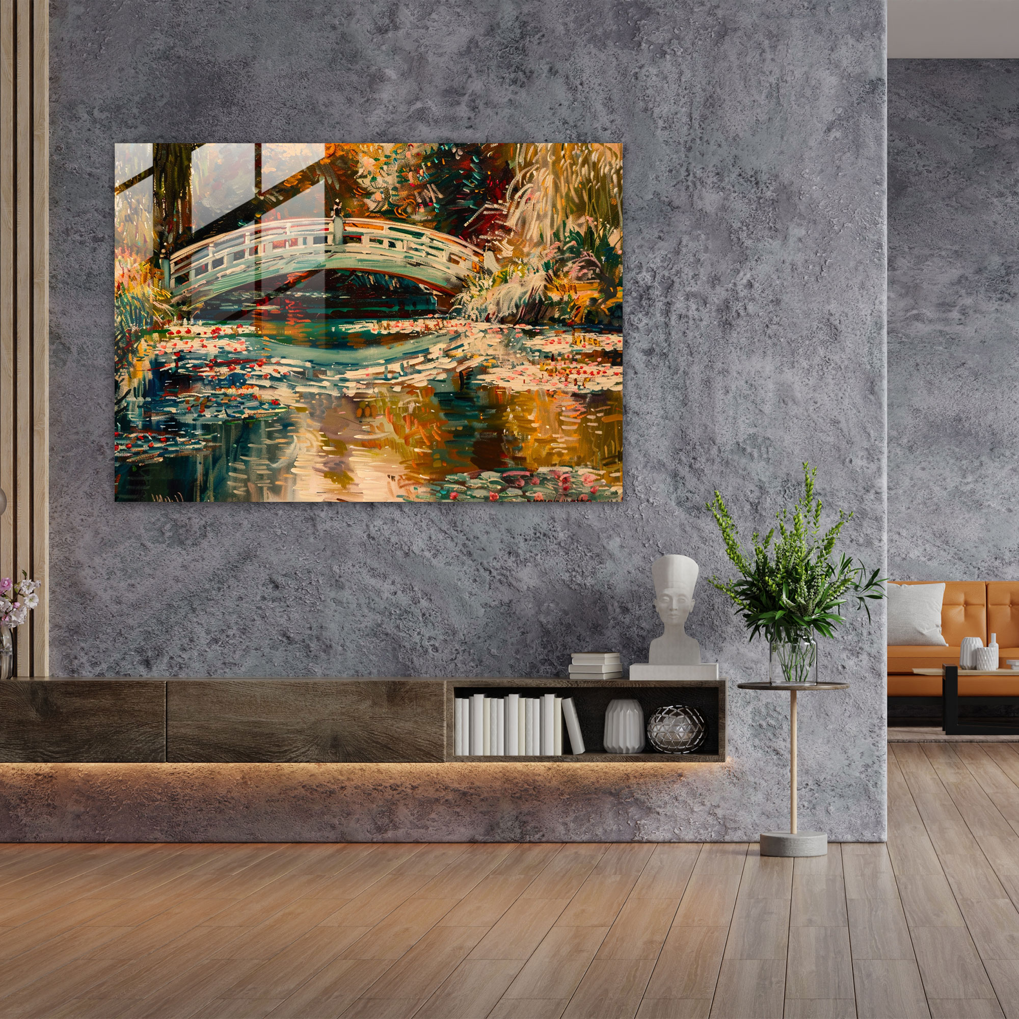 Claude Monet Japanese Bridge Glass Print - Claude Monet, Home Decoration, Modern Art, Glass Art