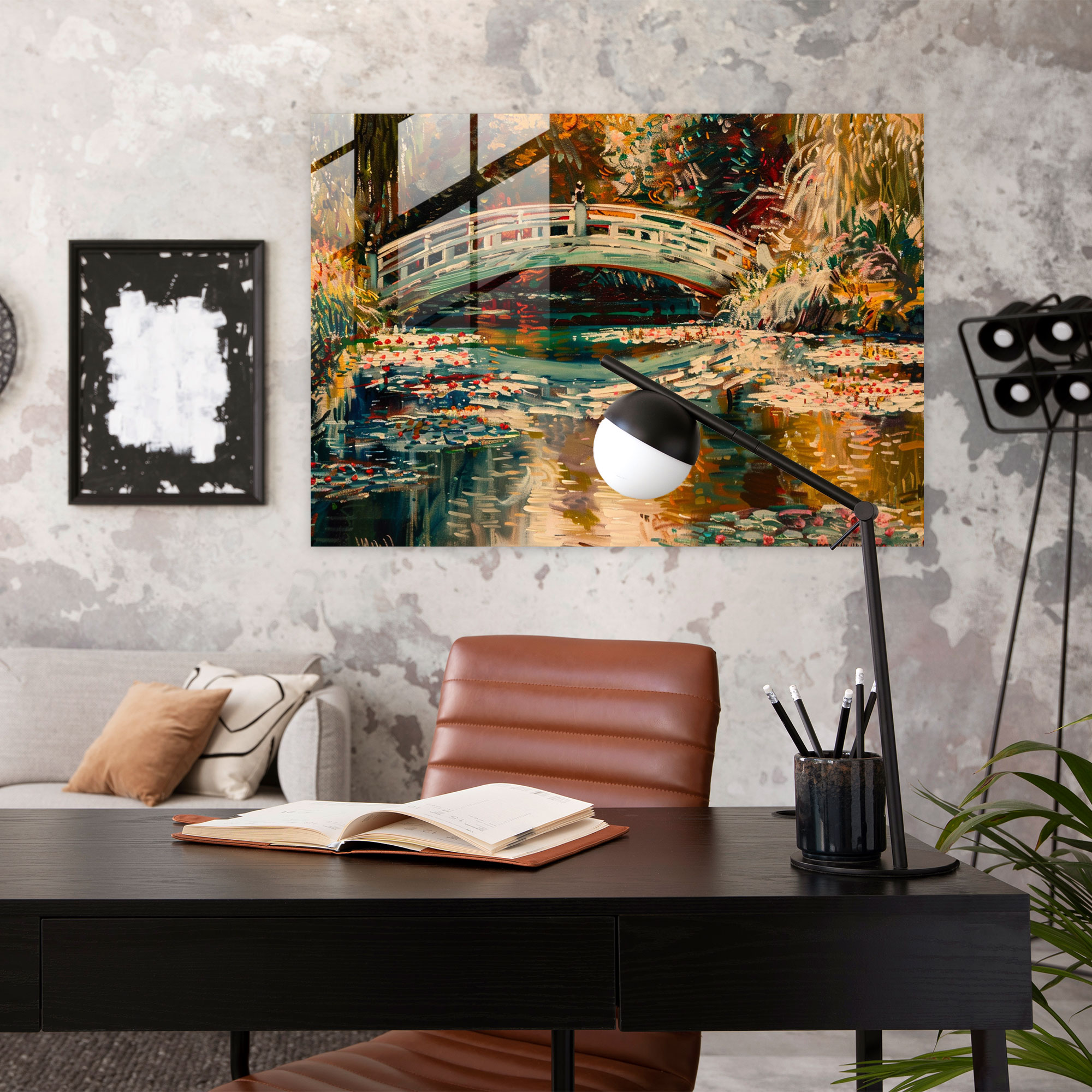 Claude Monet Japanese Bridge Glass Print - Claude Monet, Home Decoration, Modern Art, Glass Art