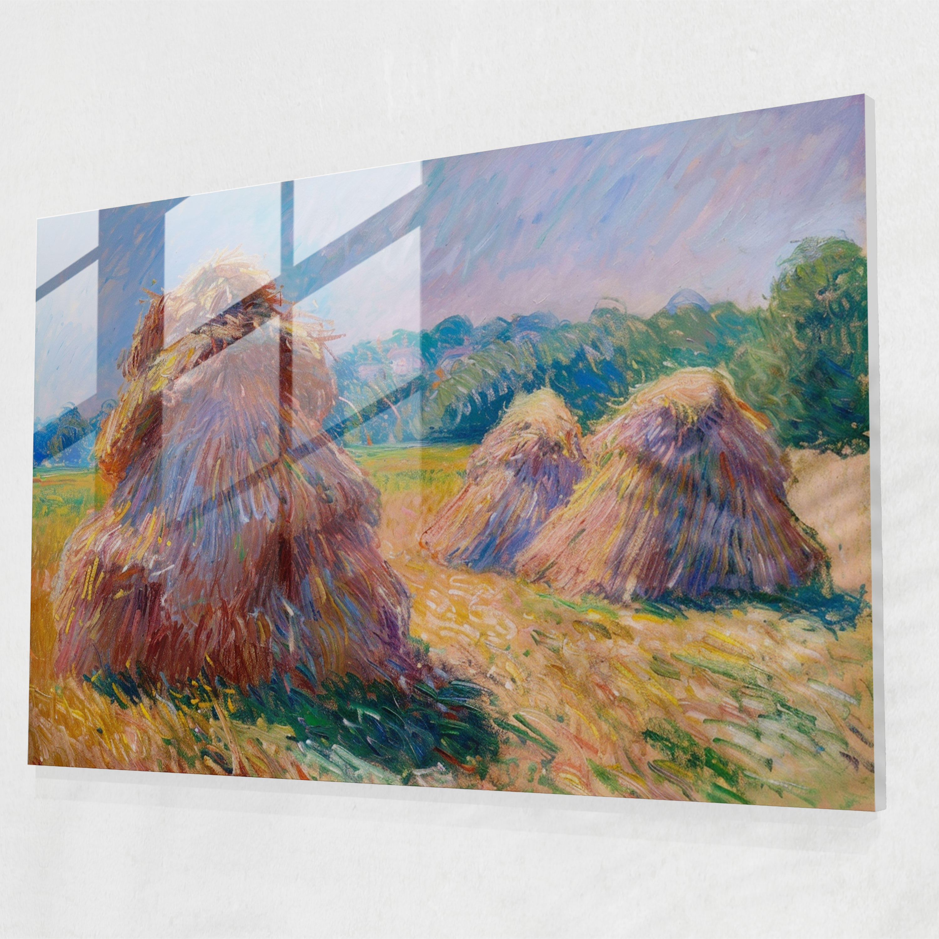 Claude Monet Haystacks Glass Wall Art - Claude Monet, Modern Art, Claude Monet, Glass Wall Art