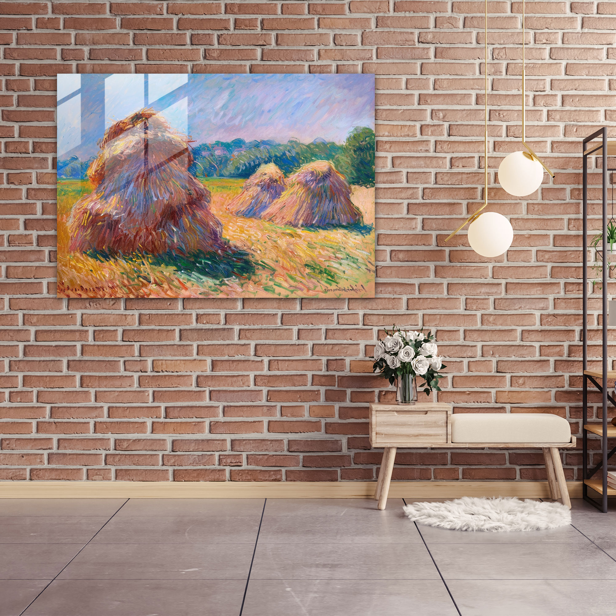 Claude Monet Haystacks Glass Wall Art - Claude Monet, Modern Art, Claude Monet, Glass Wall Art
