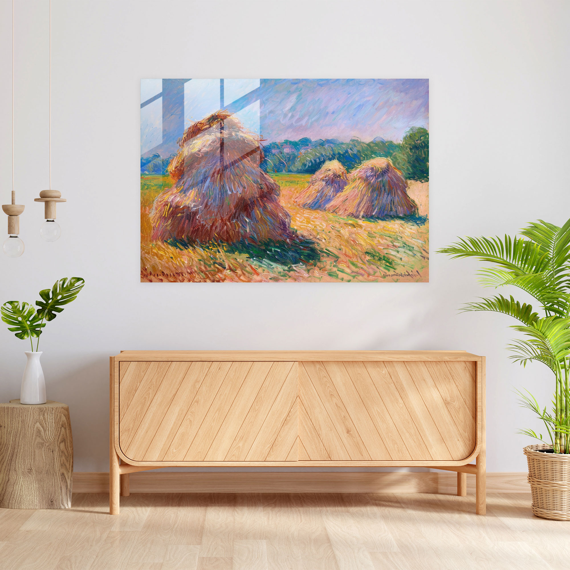 Claude Monet Haystacks Glass Wall Art - Claude Monet, Modern Art, Claude Monet, Glass Wall Art
