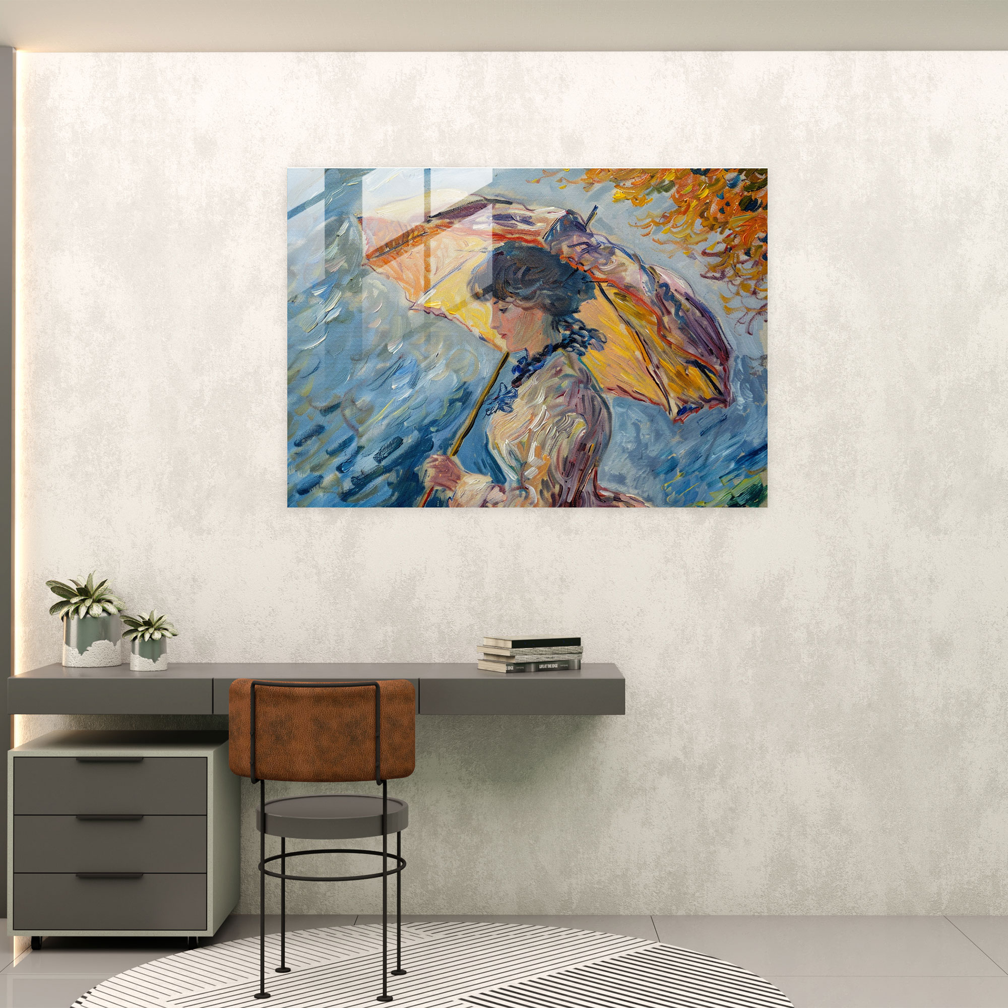 Claude Monet Woman With A Parasol Glass Wall Art - Claude Monet, Claude Monet, Glass Wall Art, Home Decoration