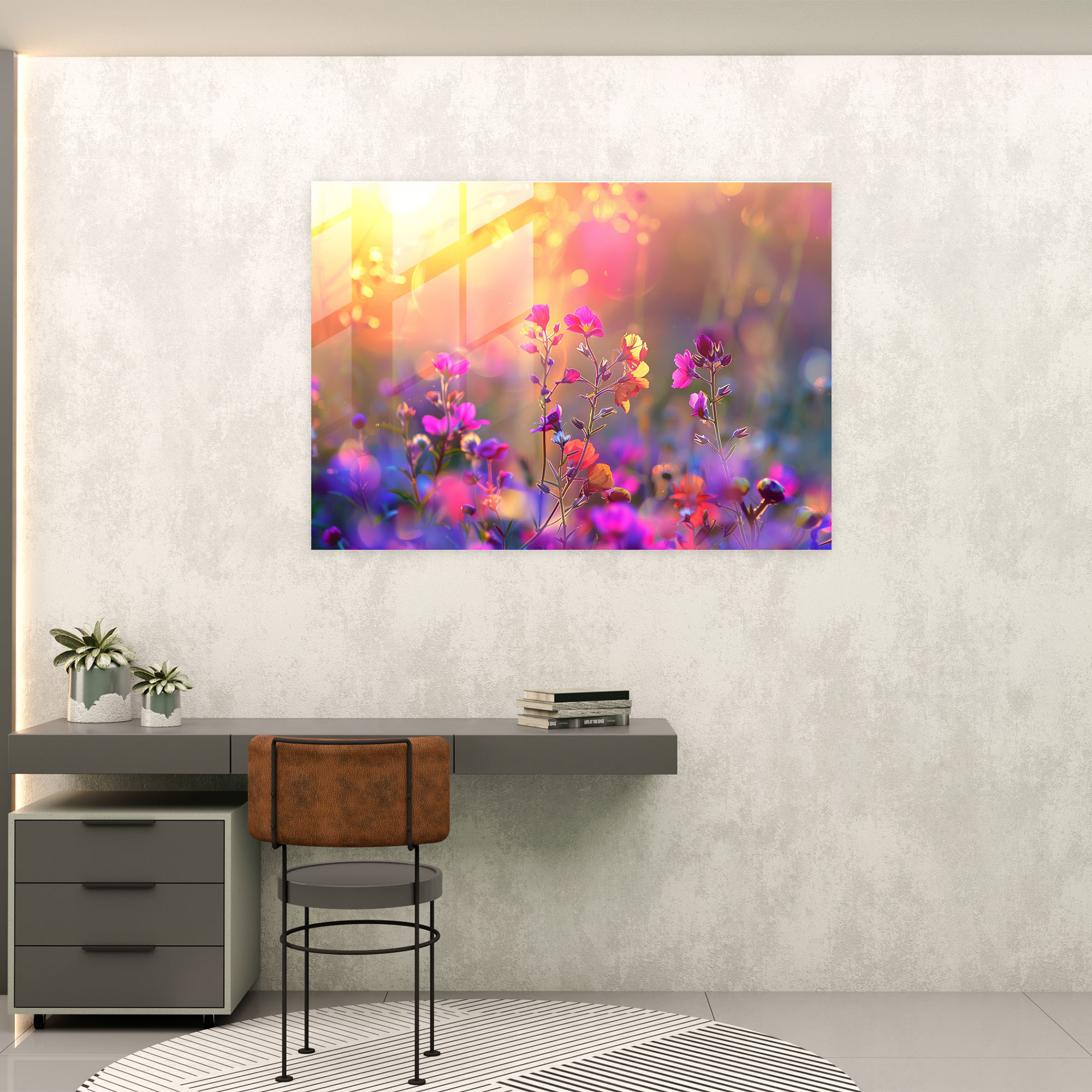 Claude Monet Glass Print - Sunset In The Garden - Claude Monet, Glass Wall Art, Modern Art, Home Decoration