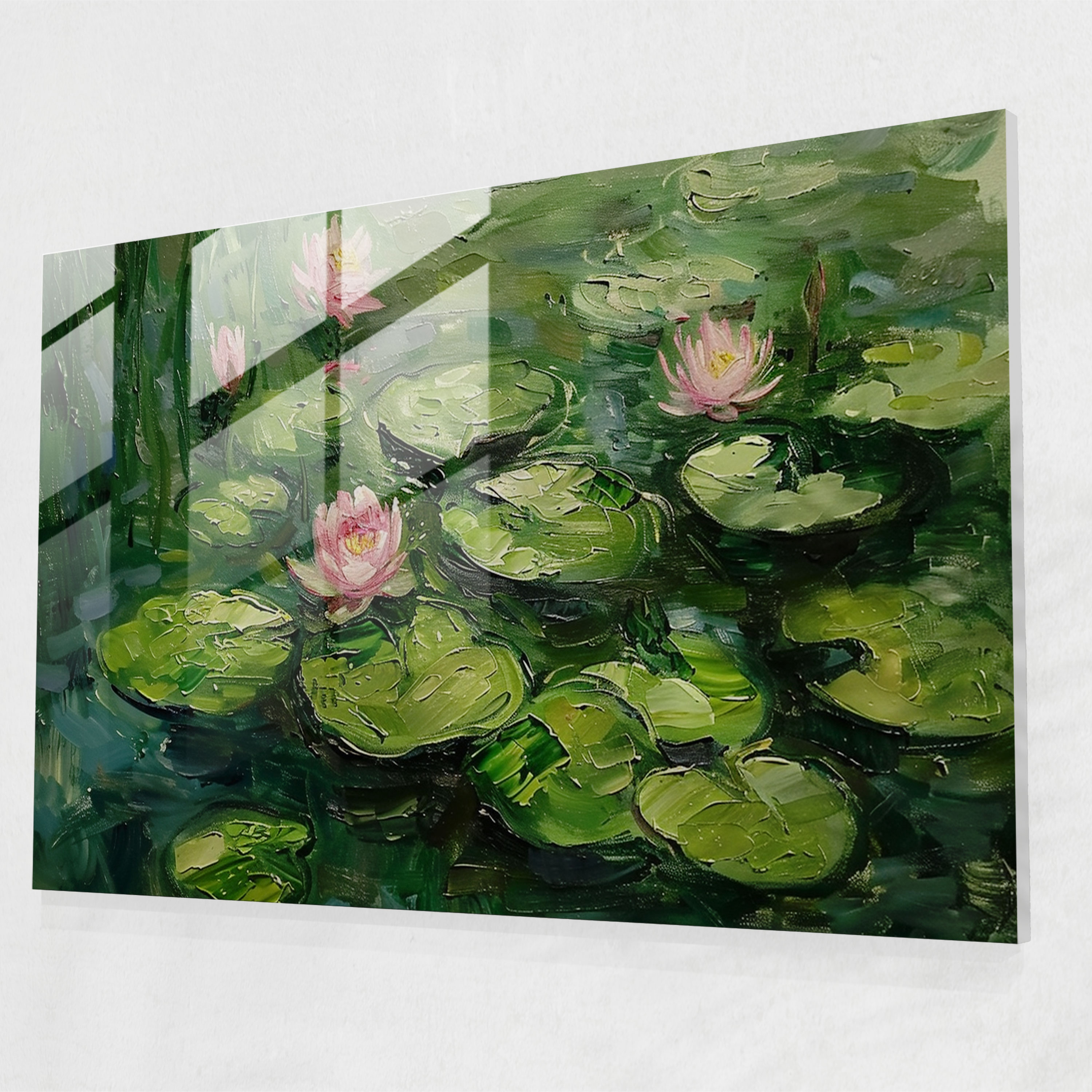 Claude Monet Glass Wall Art - Water Lilies Reflection - Claude Monet, Modern Art, Glass Print, Glass Wall Art