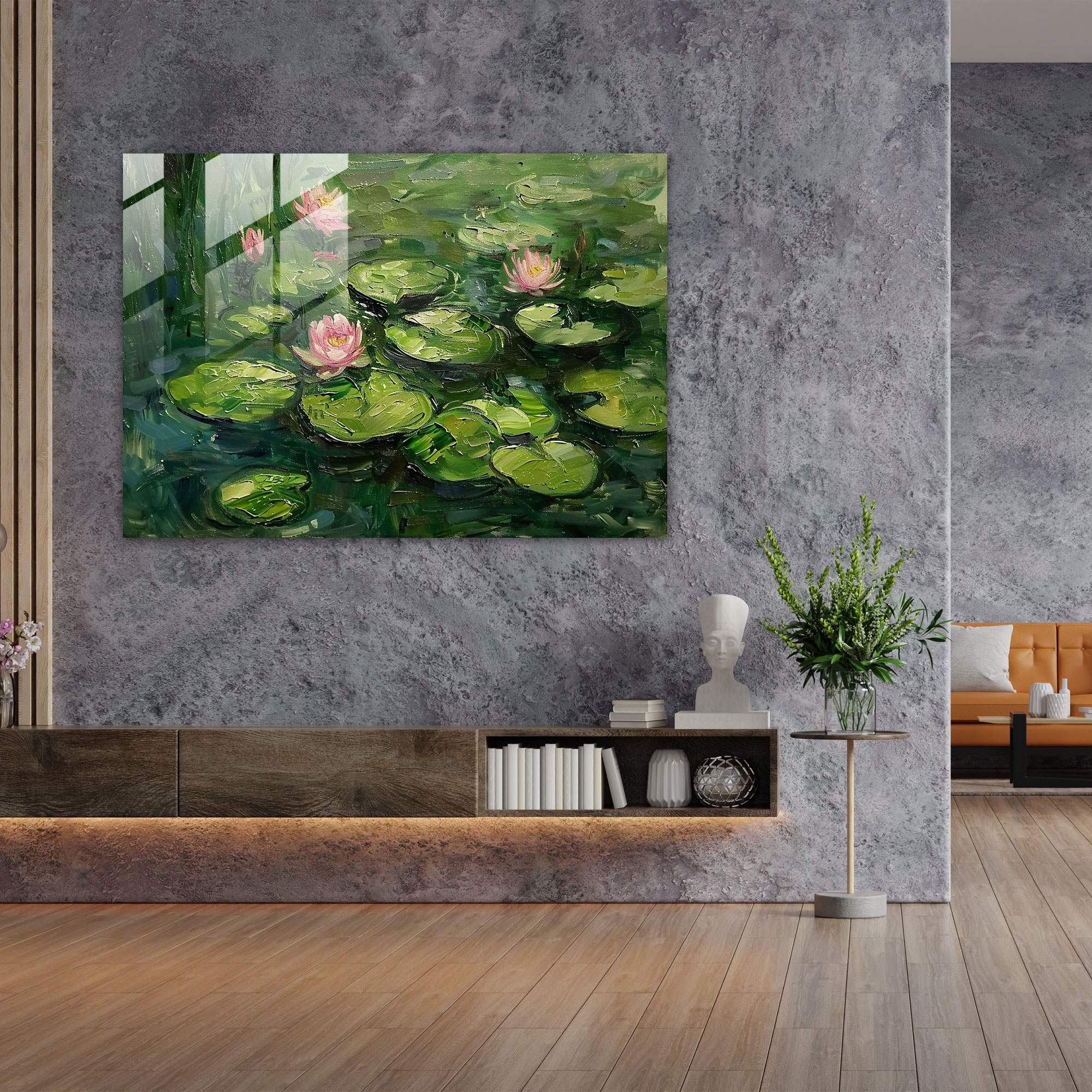 Claude Monet Glass Wall Art - Water Lilies Reflection - Claude Monet, Modern Art, Glass Print, Glass Wall Art