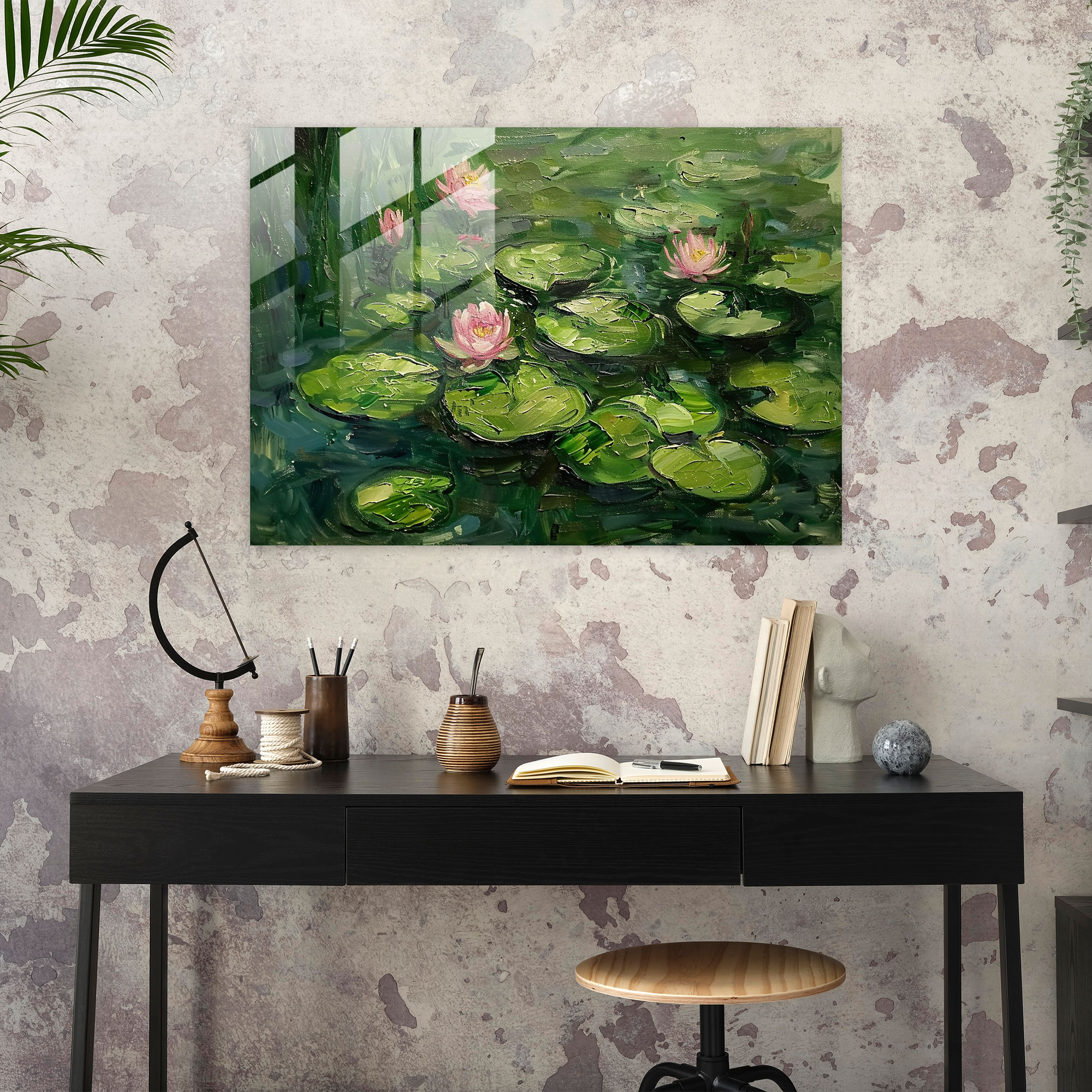 Claude Monet Glass Wall Art - Water Lilies Reflection - Claude Monet, Modern Art, Glass Print, Glass Wall Art