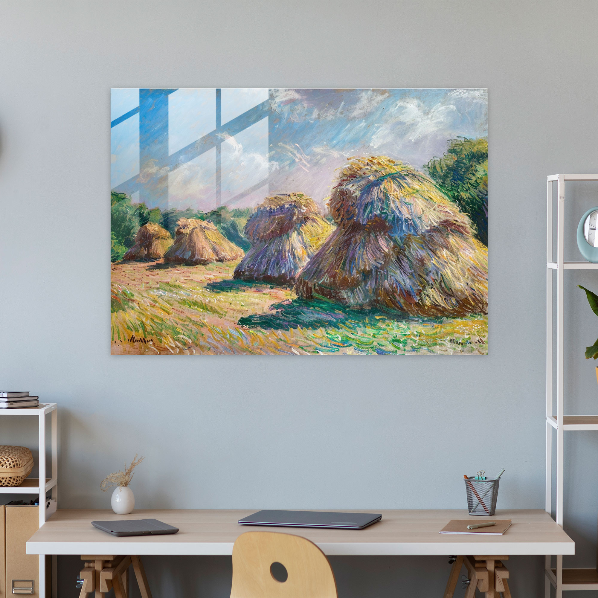 Claude Monet Wall Decoration - Haystacks At Sunset - Claude Monet, Wall Decoration, Claude Monet, Home Decoration