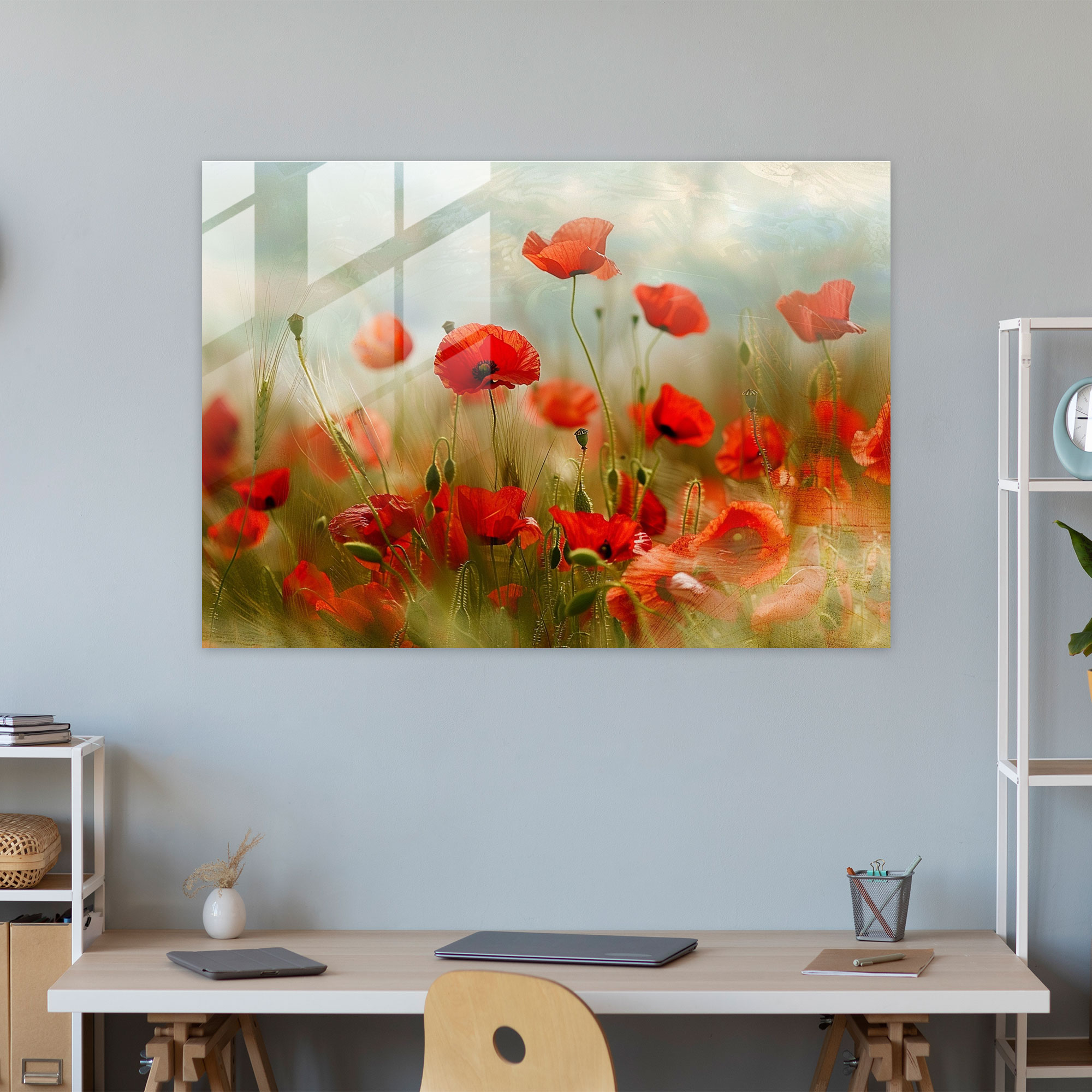 Claude Monet Modern Art - Field Of Poppies In Bloom - Claude Monet, Glass Wall Art, Wall Decoration, Glass Print
