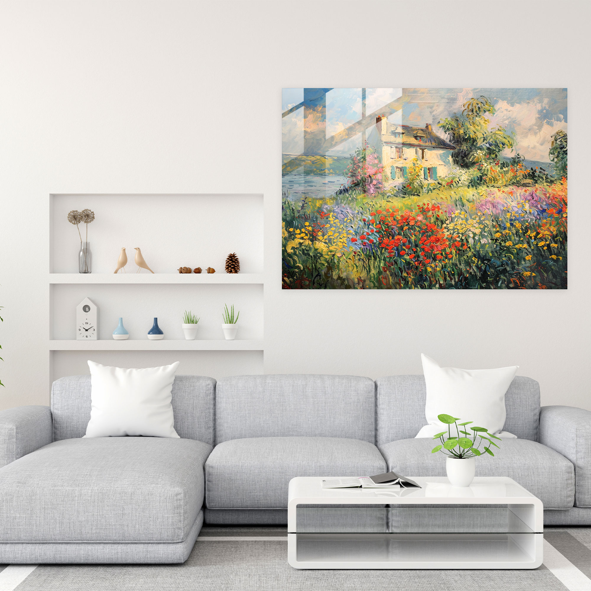 Claude Monet Wall Decoration - House With A Garden - Claude Monet, Glass Art, Wall Decoration, Modern Art