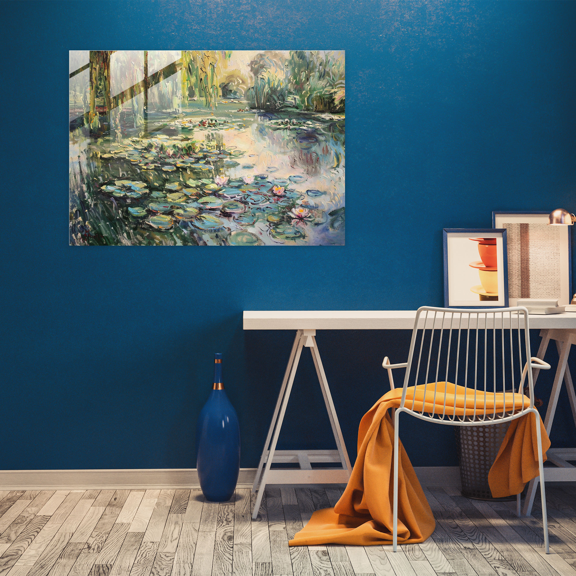 Claude Monet Glass Print - Calm Garden Scene - Claude Monet, Calm, Modern Art, Glass Wall Art