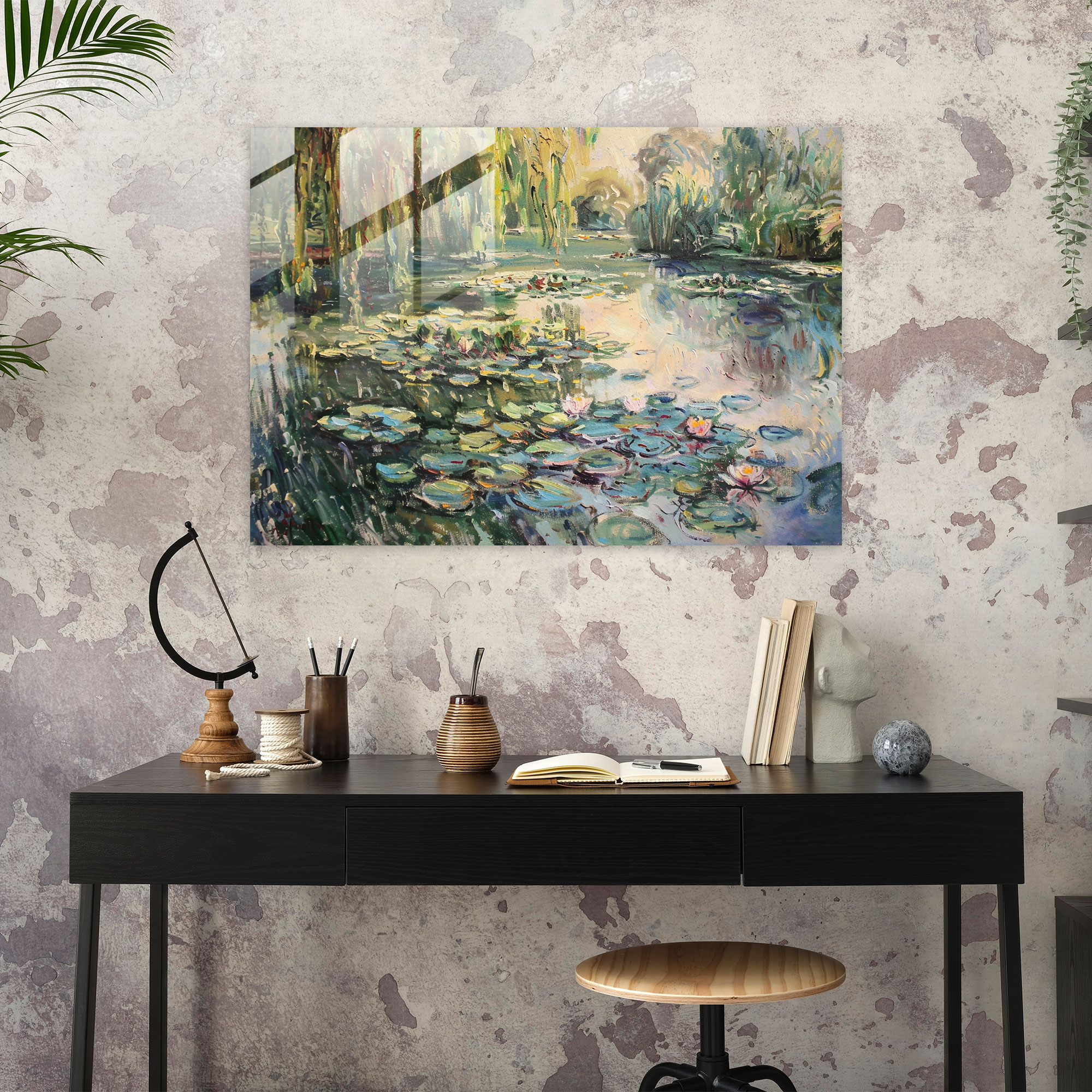 Claude Monet Glass Print - Calm Garden Scene - Claude Monet, Calm, Modern Art, Glass Wall Art