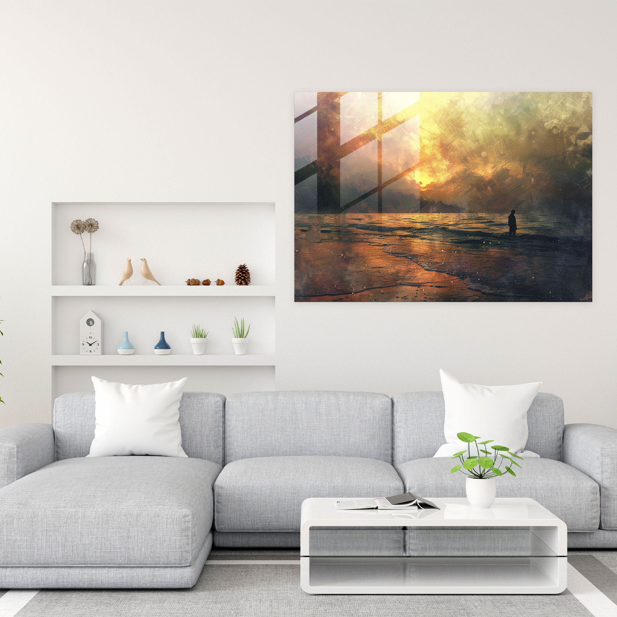 Claude Monet Glass Wall Art - Dreamy Seaside Scene - Claude Monet, Glass Art, Water, Glass Wall Art