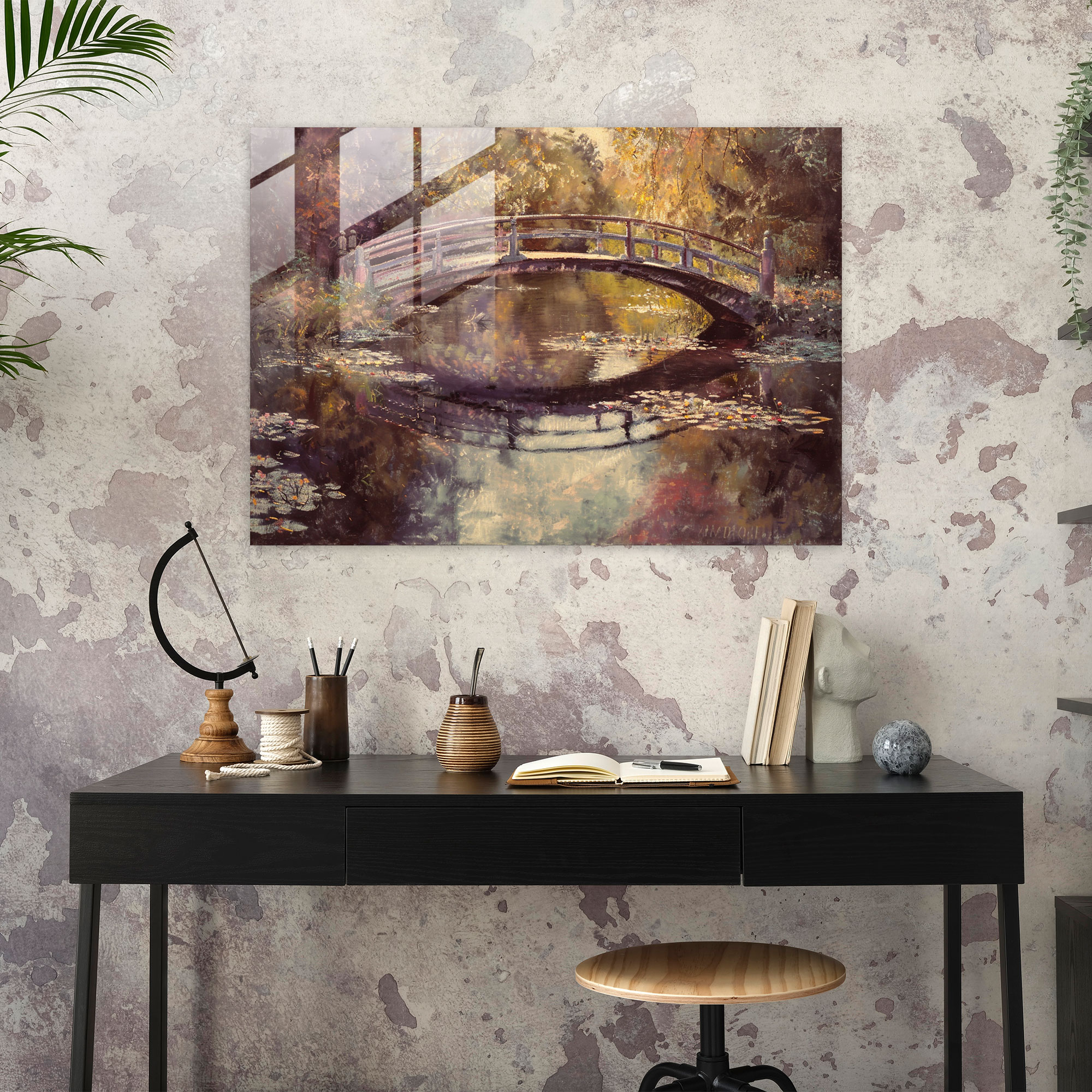 Claude Monet Glass Print - Elegant Bridge Reflections - Claude Monet, Glass Wall Art, Modern Art, Reflections