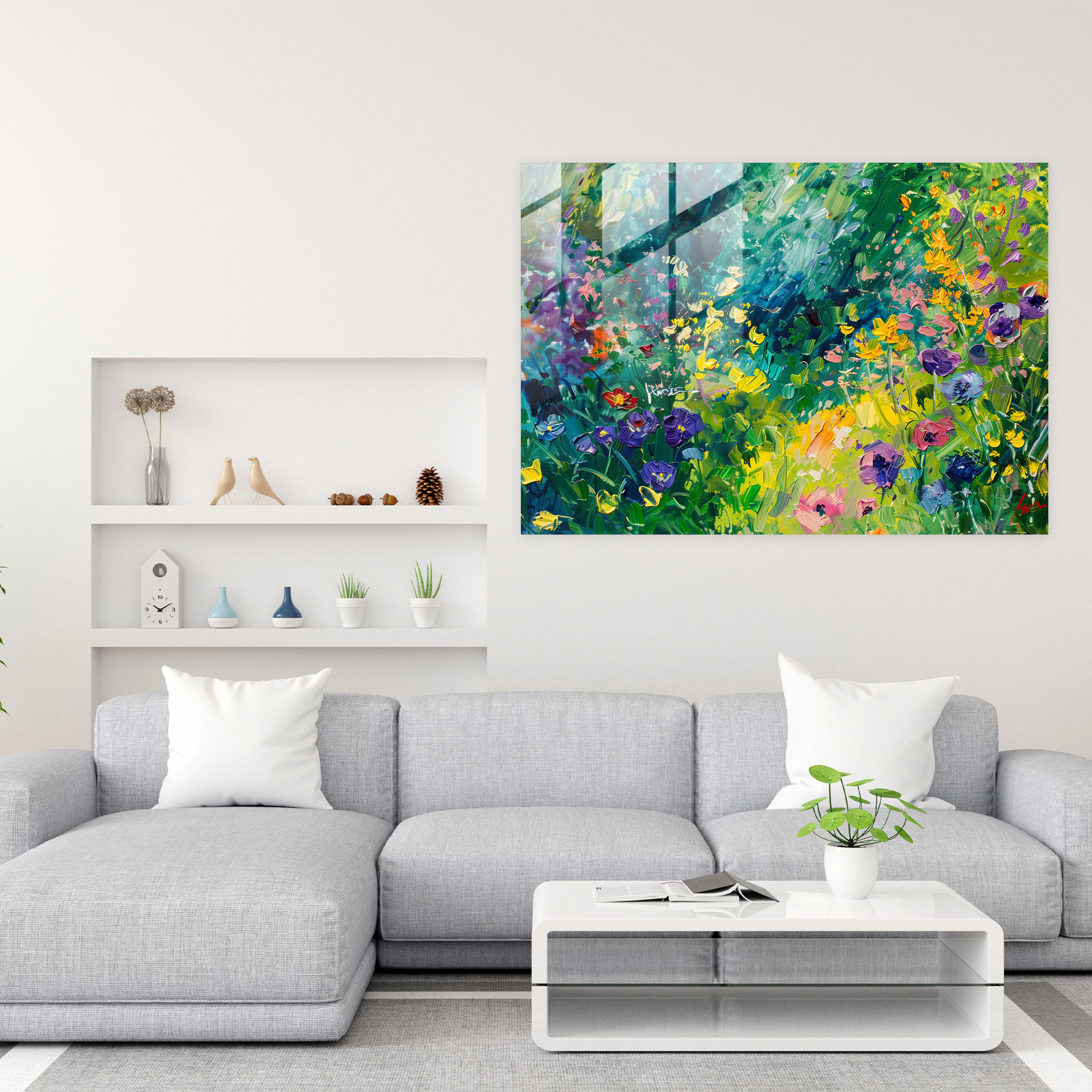 Claude Monet Glass Wall Art - Lush Meadow Blooms - Claude Monet, Wall Decoration, Modern Art, Vibrant