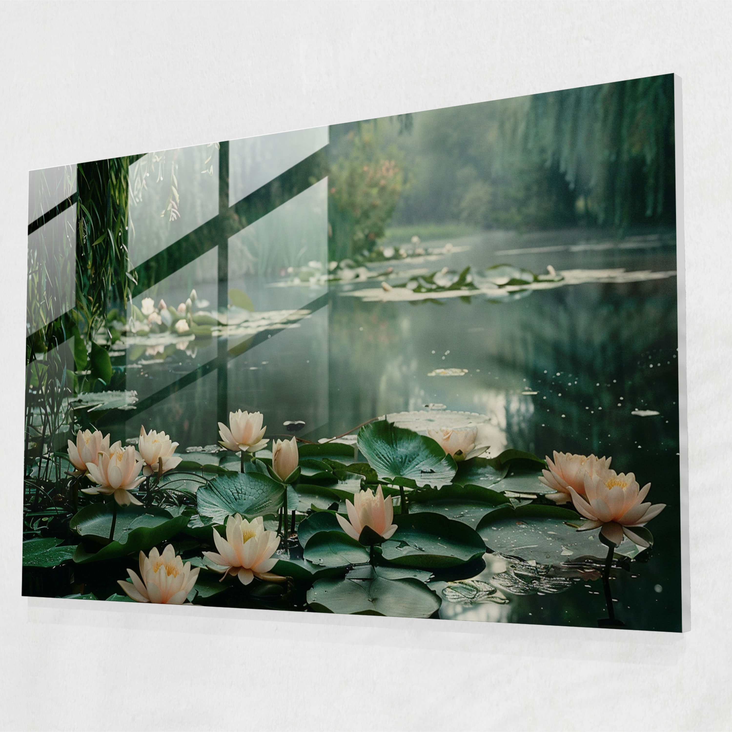 Claude Monet Glass Print - Serene Water Lilies Garden - Claude Monet, Glass Wall Art, Glass Print, Claude Monet