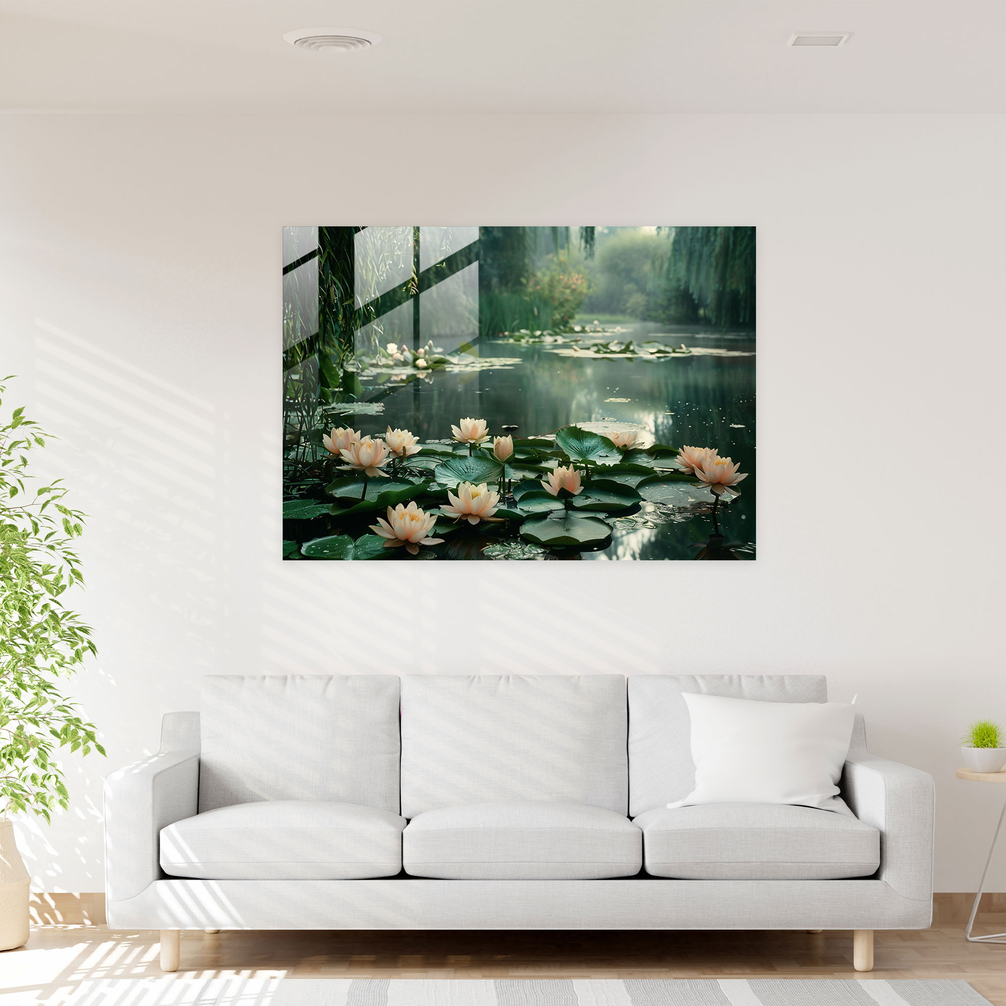 Claude Monet Glass Print - Serene Water Lilies Garden - Claude Monet, Glass Wall Art, Glass Print, Claude Monet