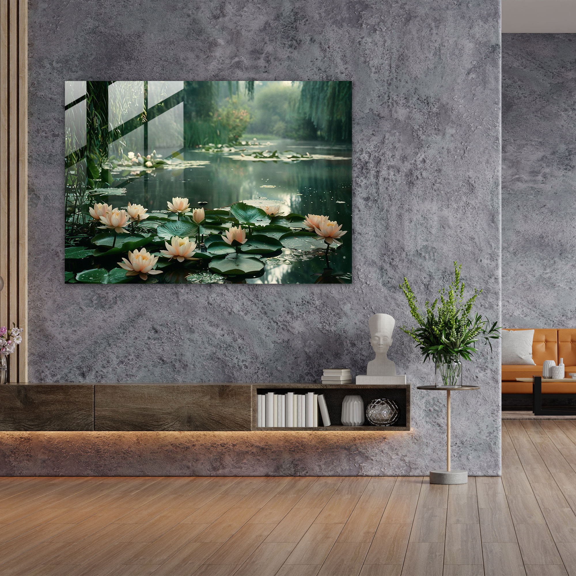 Claude Monet Glass Print - Serene Water Lilies Garden - Claude Monet, Glass Wall Art, Glass Print, Claude Monet