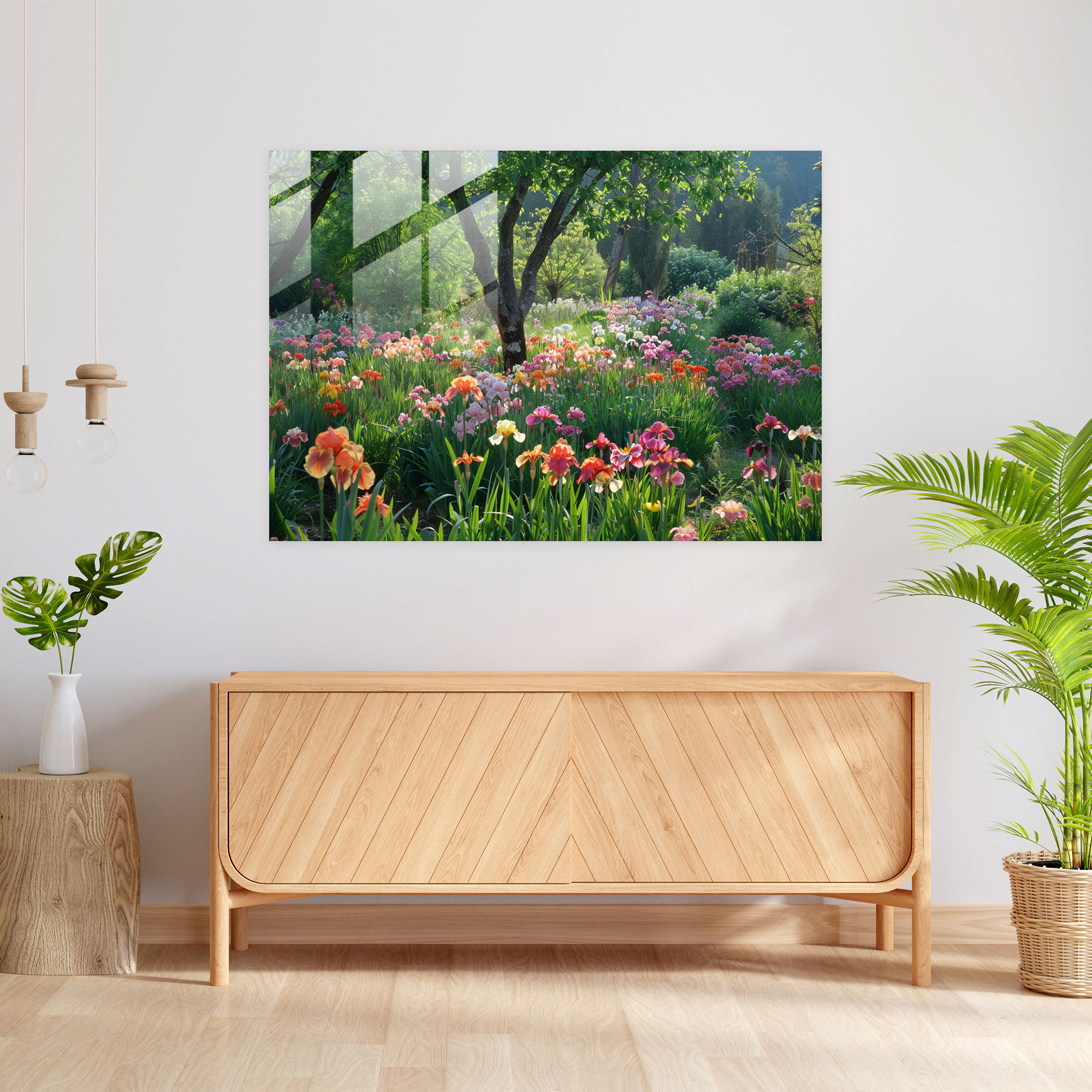 Claude Monet Glass Print - Enchanting Irises Garden - Claude Monet, Claude Monet, Glass Art, Home Decoration