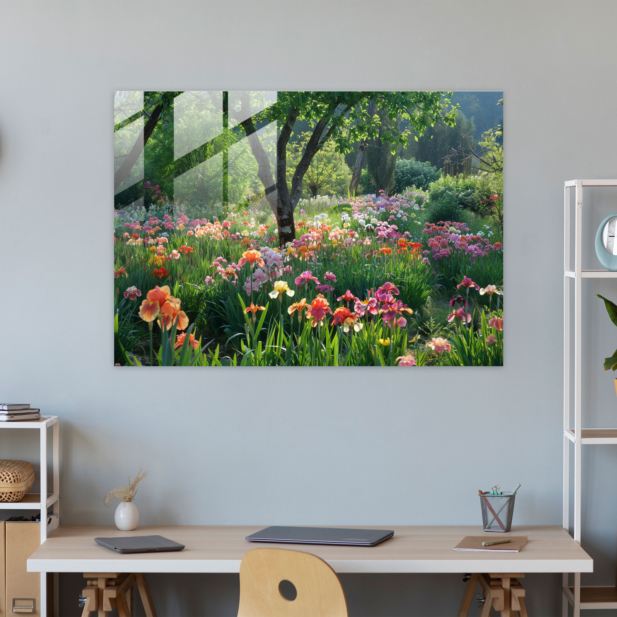 Claude Monet Glass Print - Enchanting Irises Garden - Claude Monet, Claude Monet, Glass Art, Home Decoration