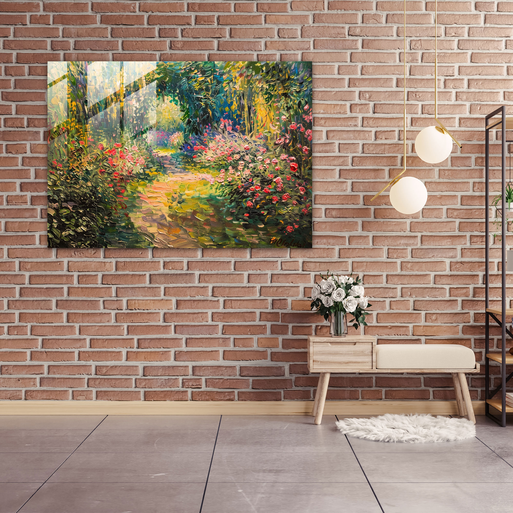 Claude Monet Garden Glass Wall Art - Claude Monet, Home Decoration, Garden, Wall Decoration