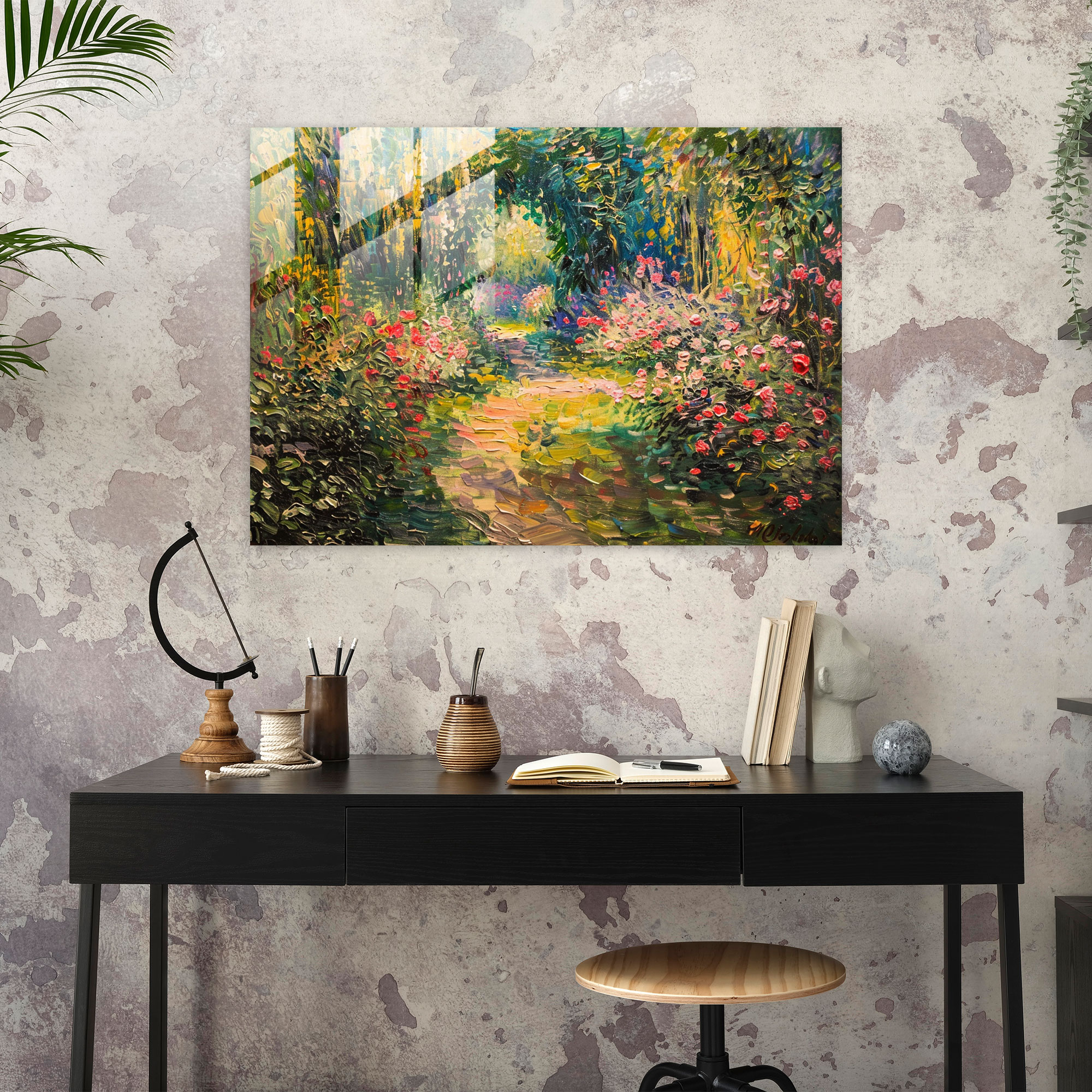 Claude Monet Garden Glass Wall Art - Claude Monet, Home Decoration, Garden, Wall Decoration