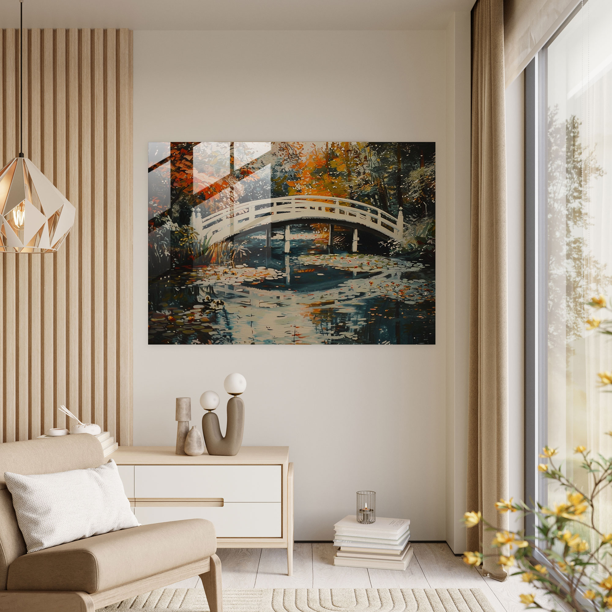 Claude Monet Japanese Bridge Glass Art - Claude Monet, Glass Art, Japanese Bridge, Home Decoration