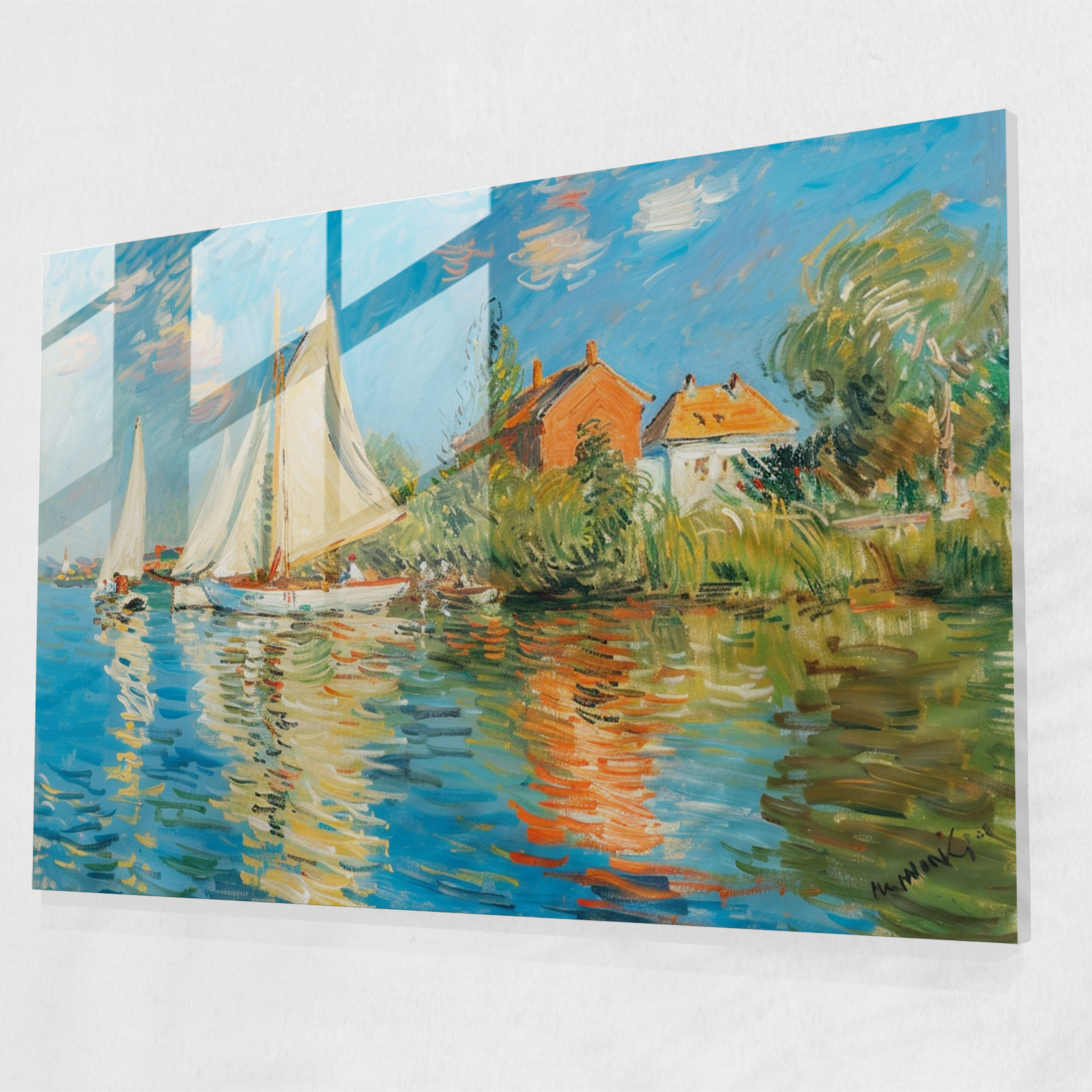 Claude Monet Sailboats Home Decoration - Claude Monet, Glass Print, Sailboats, Serene Lake