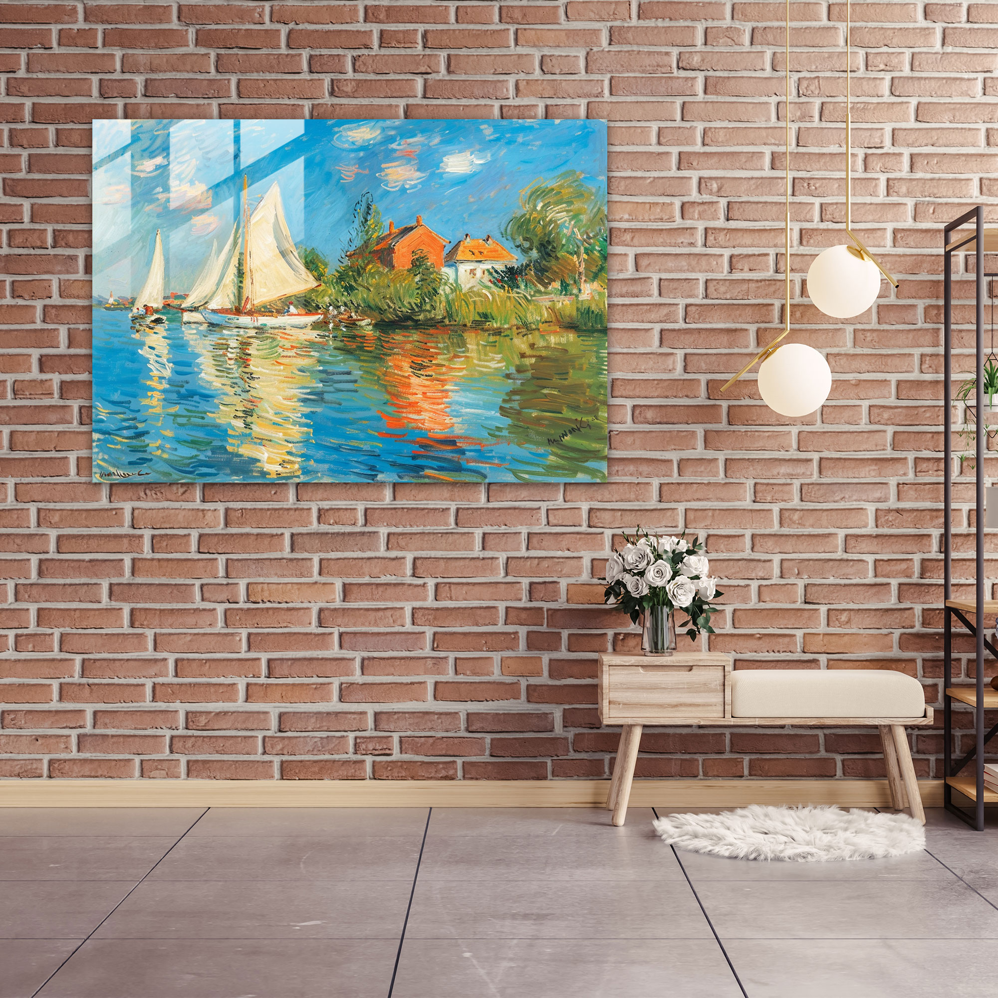 Claude Monet Sailboats Home Decoration - Claude Monet, Glass Print, Sailboats, Serene Lake