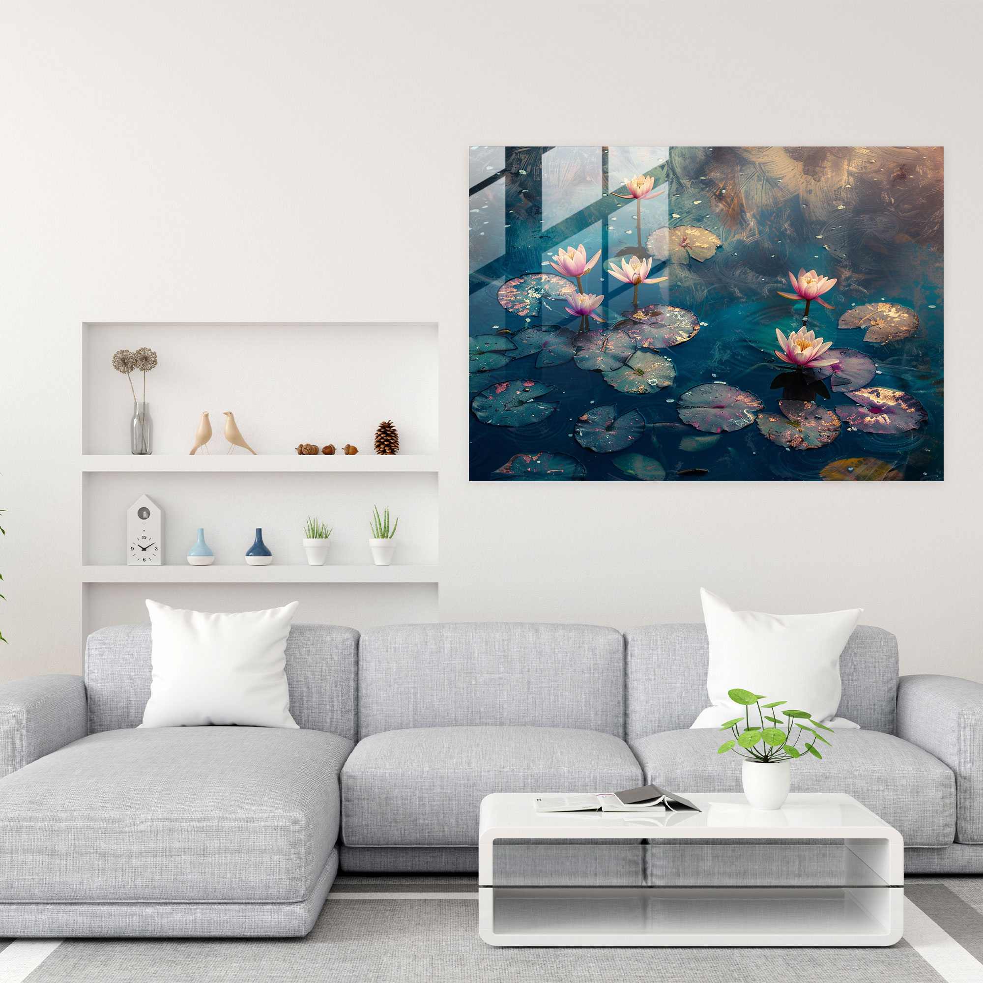 Claude Monet Glass Print - Water Lilies In A Pond - Claude Monet, Glass Art, Claude Monet, Wall Decoration