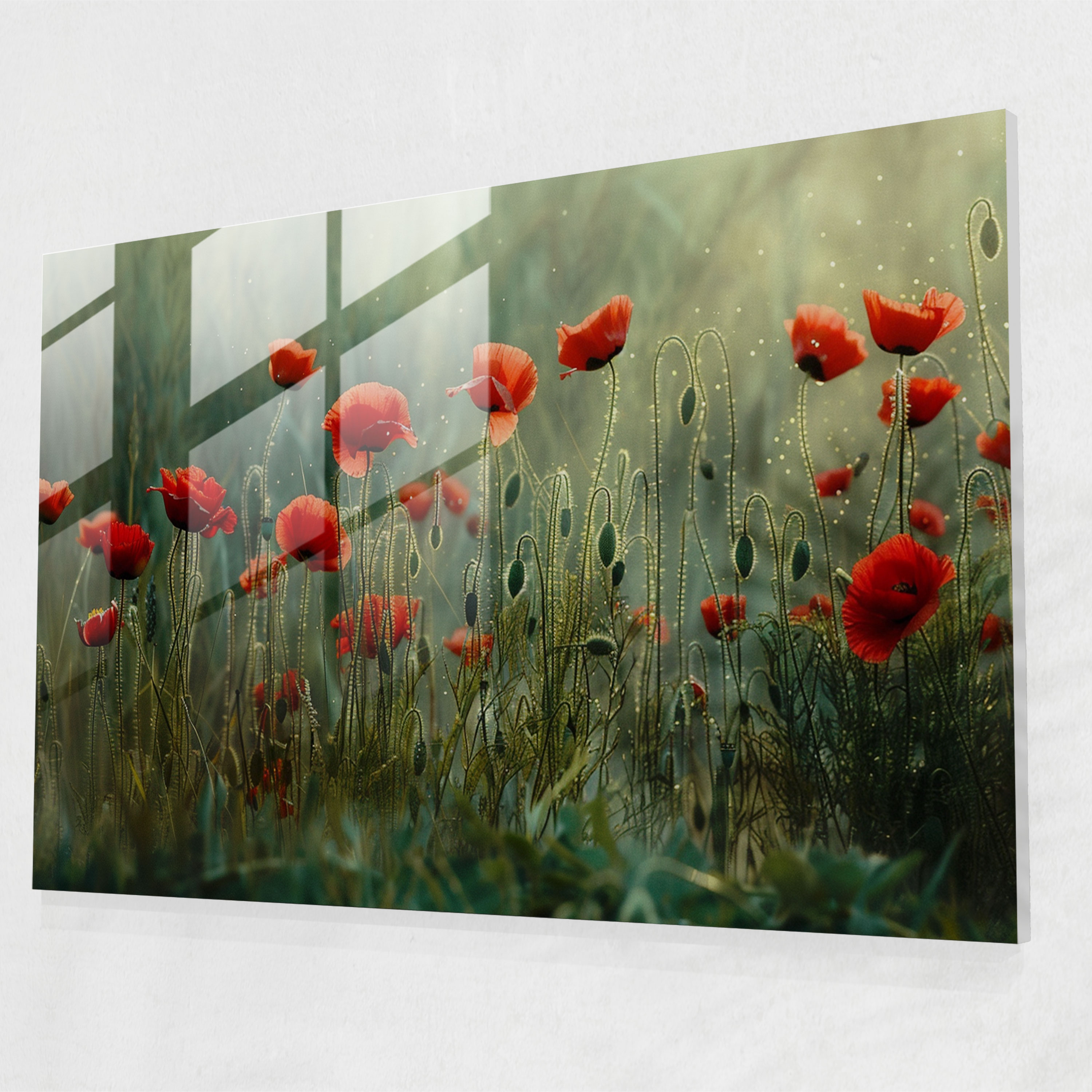 Claude Monet Glass Wall Art - Field Of Poppies - Claude Monet, Wall Decoration, Glass Wall Art, Home Decoration