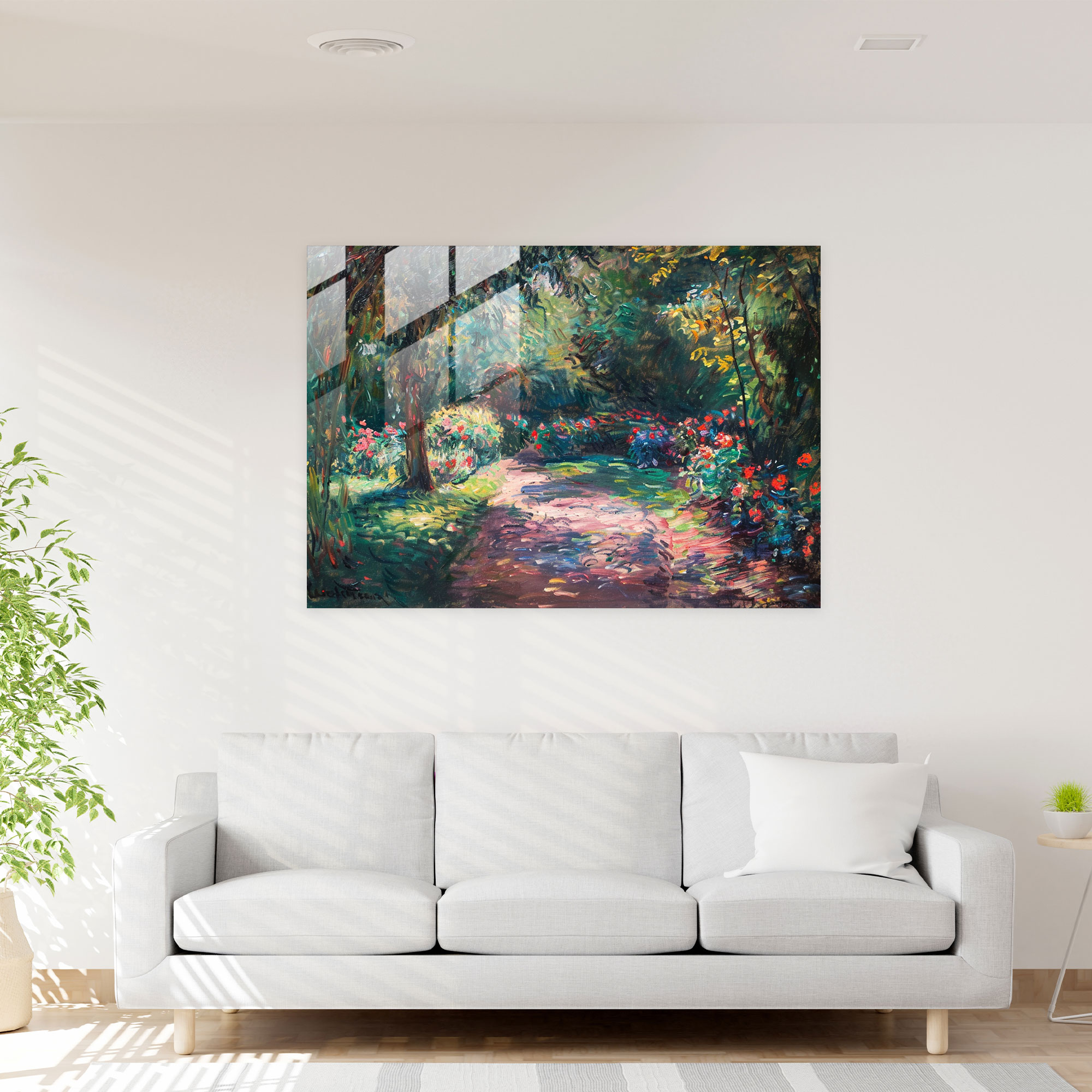 Claude Monet Home Decoration - Gardens At Giverny - Claude Monet, Glass Wall Art, Glass Art, Modern Art