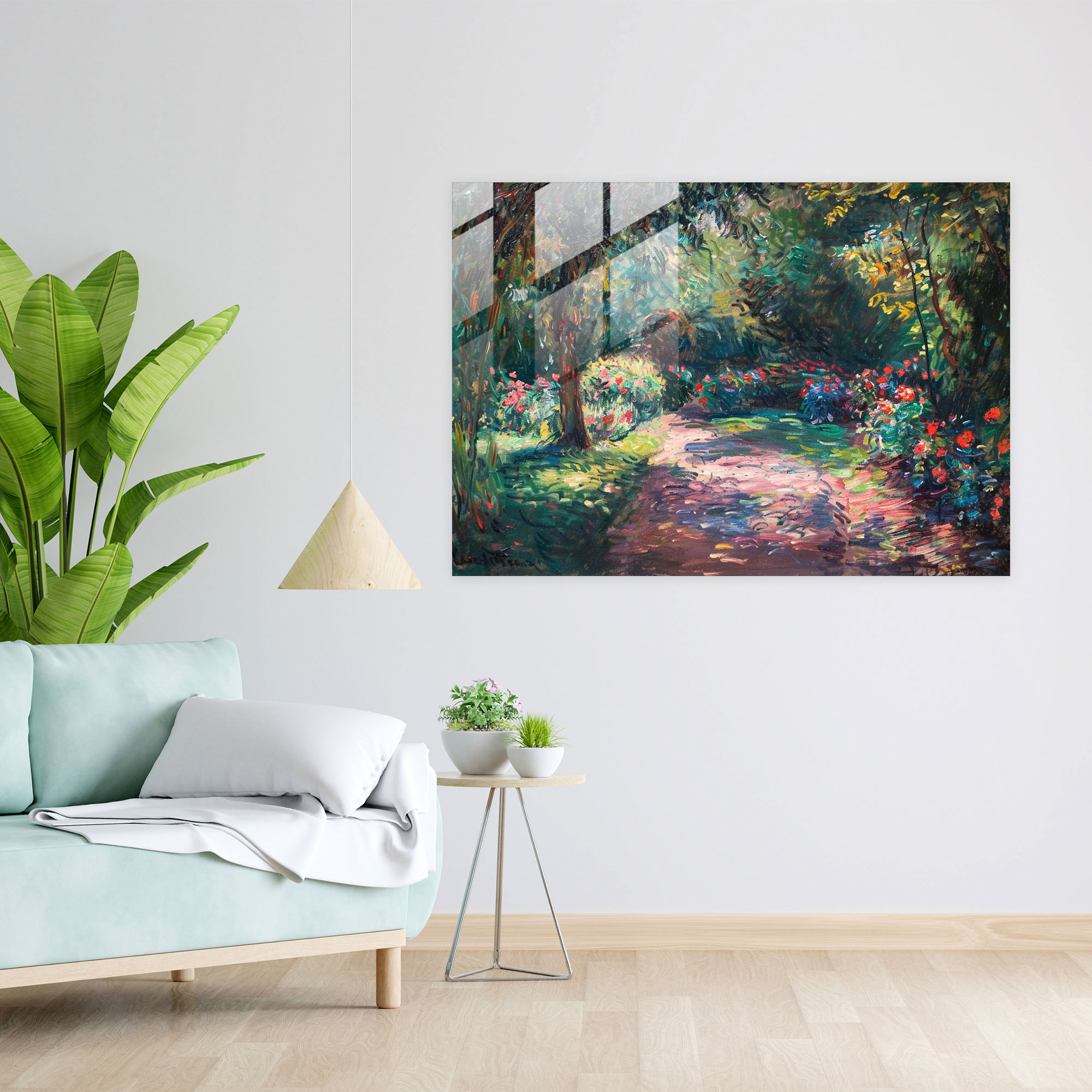 Claude Monet Home Decoration - Gardens At Giverny - Claude Monet, Glass Wall Art, Glass Art, Modern Art