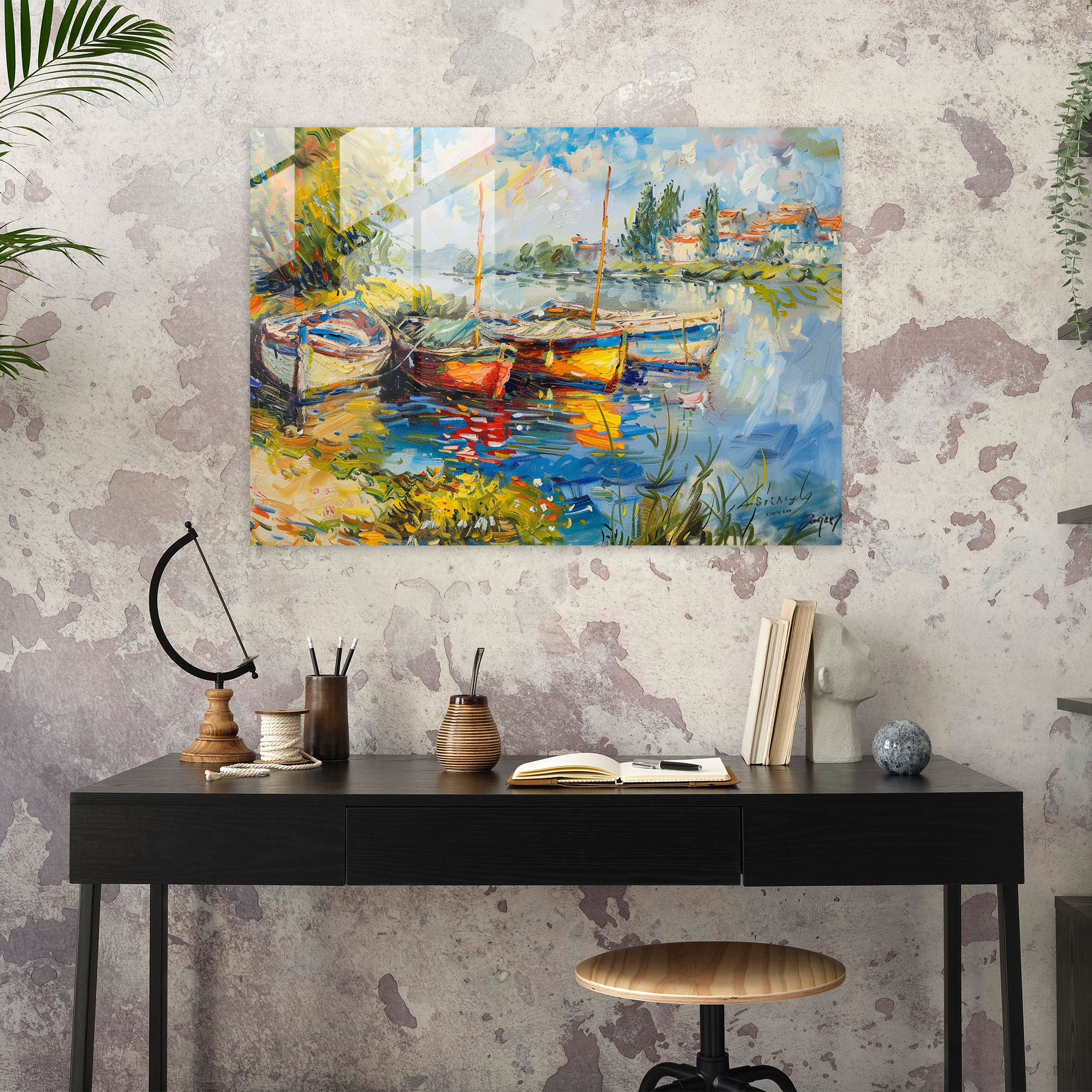 Claude Monet Glass Wall Art - Boats At Argenteuil - Claude Monet, Wall Decoration, Glass Print, Modern Art