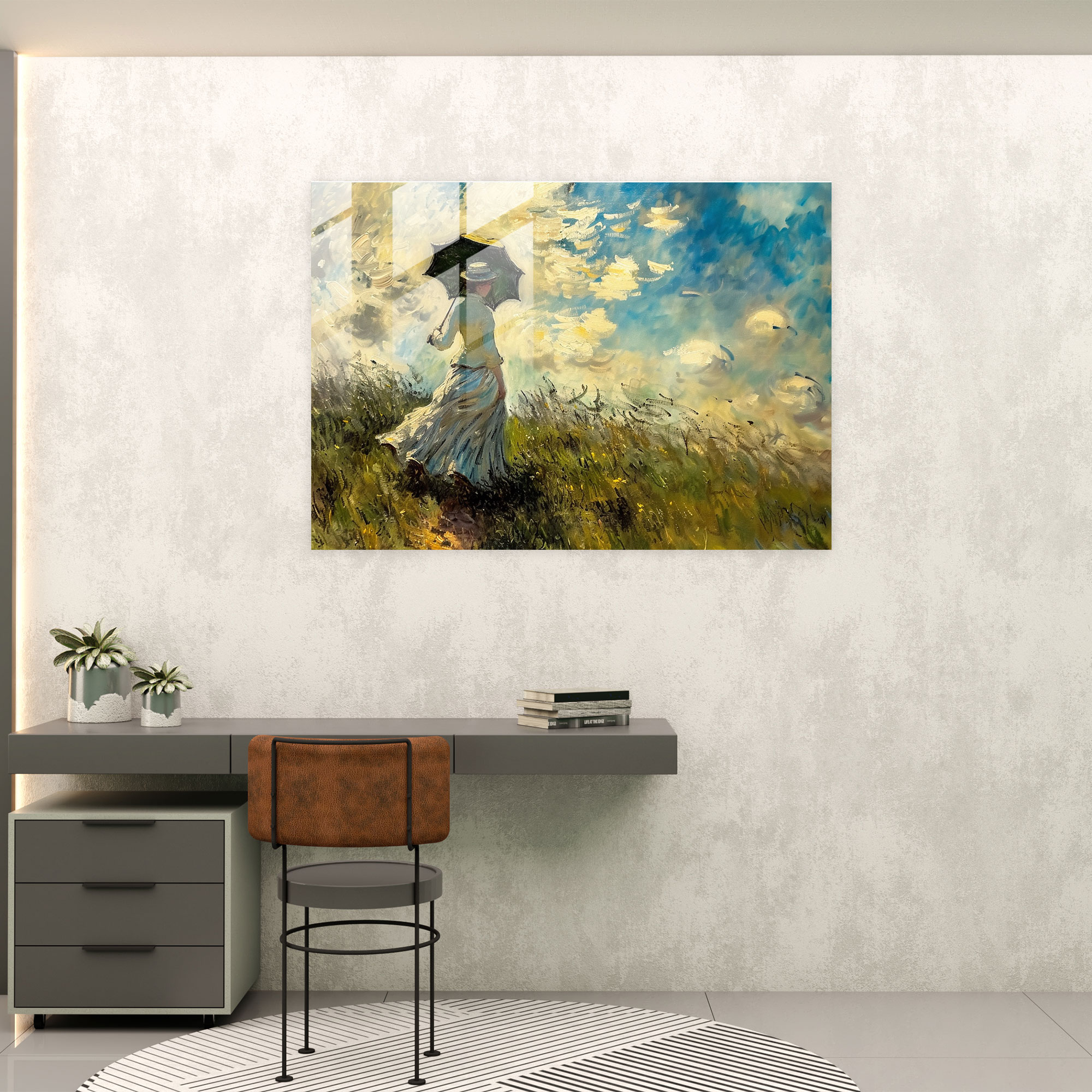 Claude Monet Wall Decoration - Woman With A Parasol - Claude Monet, Modern Art, Glass Print, Home Decoration