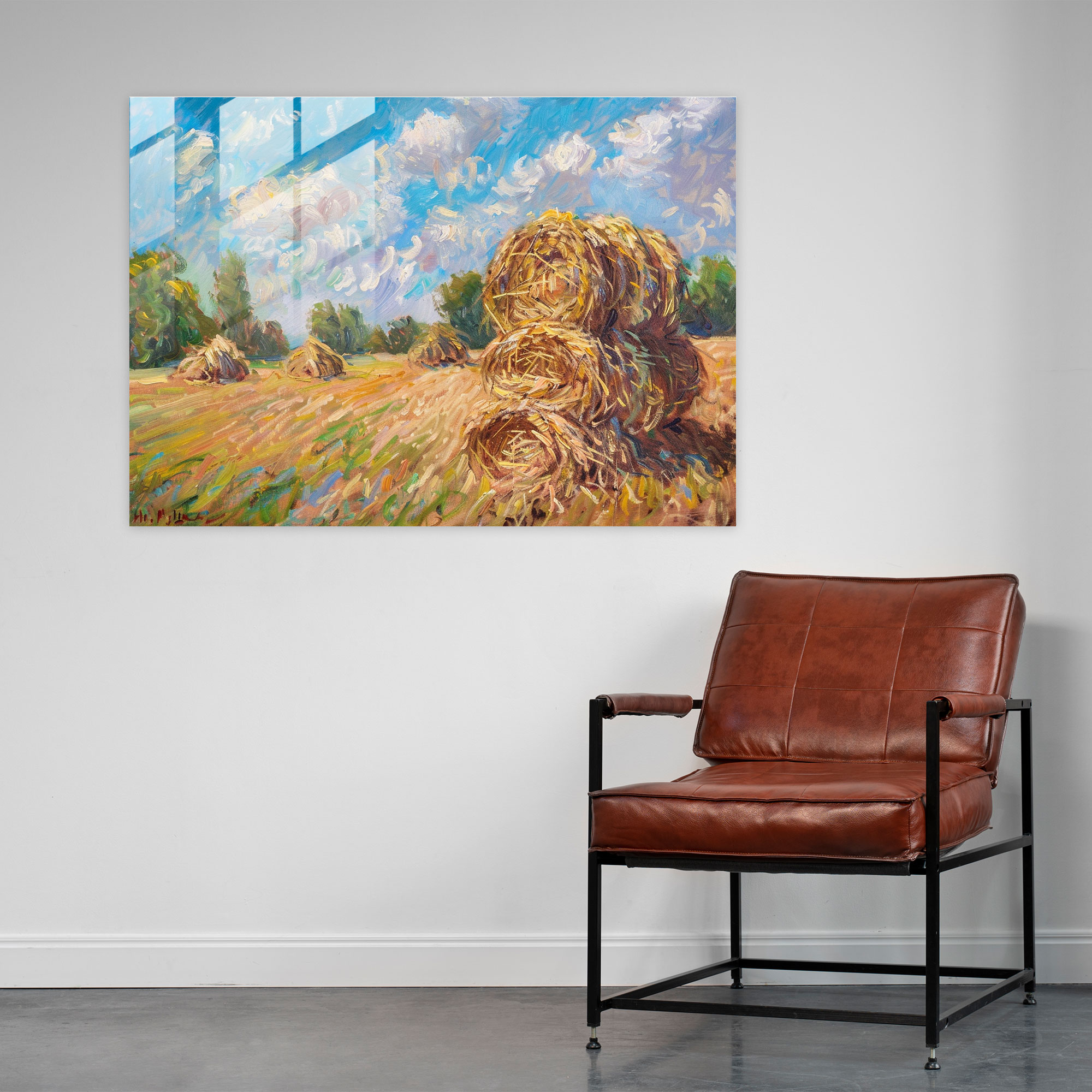 Claude Monet Glass Print - Haystacks In A Field - Claude Monet, Glass Print, Glass Wall Art, Claude Monet