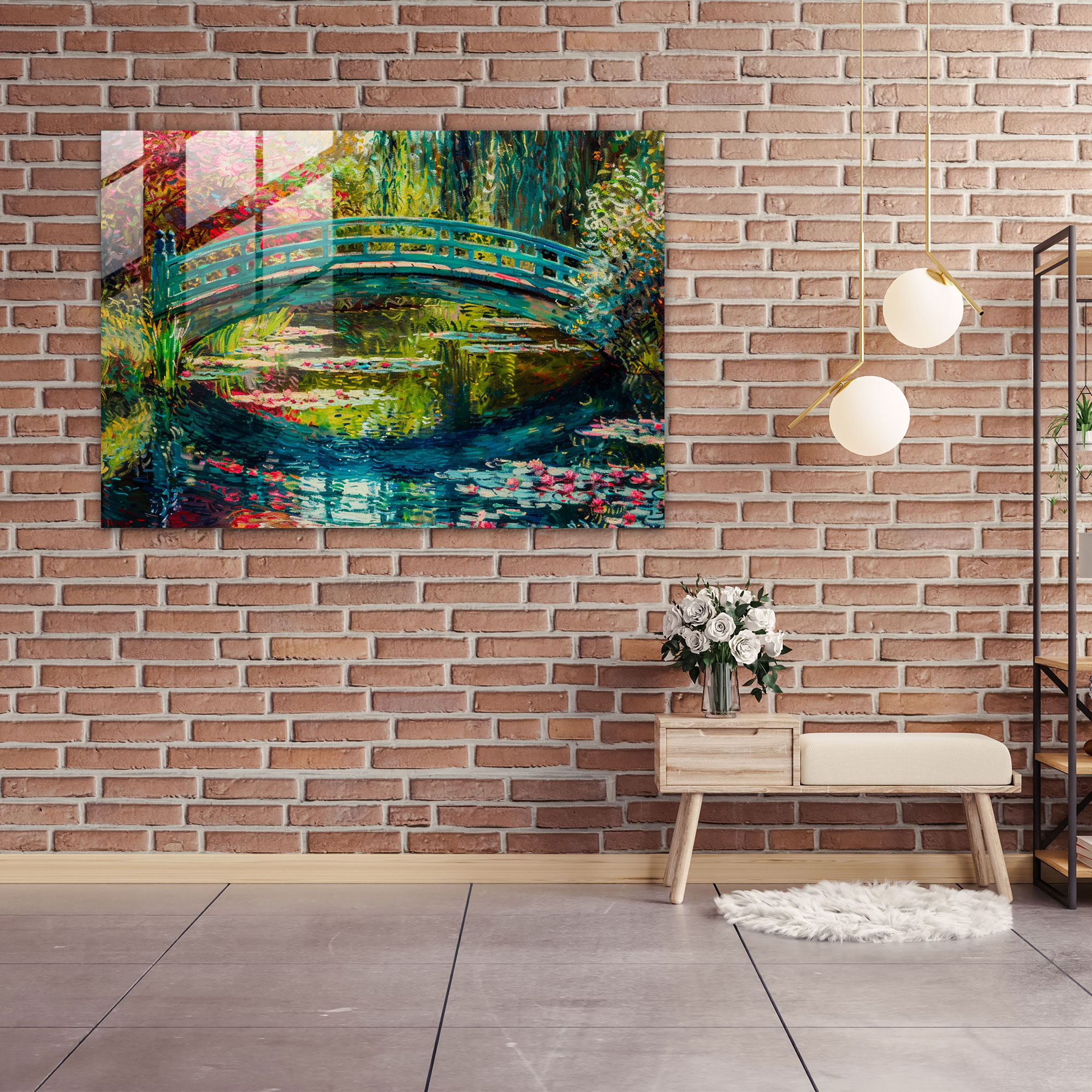 Claude Monet Home Decoration - Japanese Bridge Over A Pond - Claude Monet, Home Decoration, Glass Print, Claude Monet