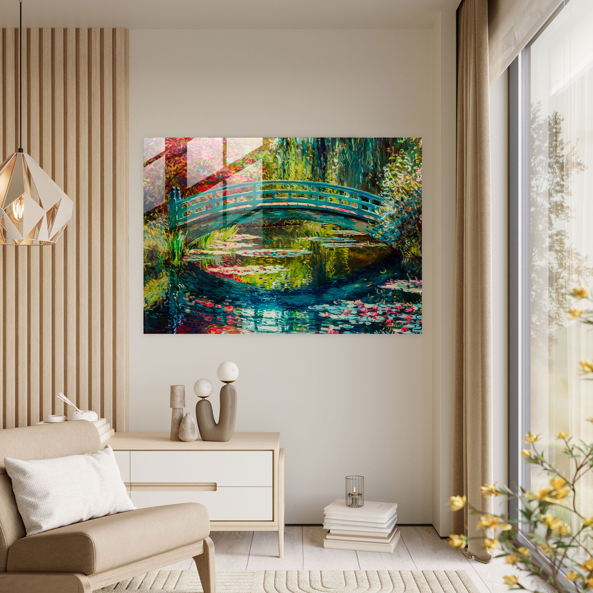 Claude Monet Home Decoration - Japanese Bridge Over A Pond - Claude Monet, Home Decoration, Glass Print, Claude Monet