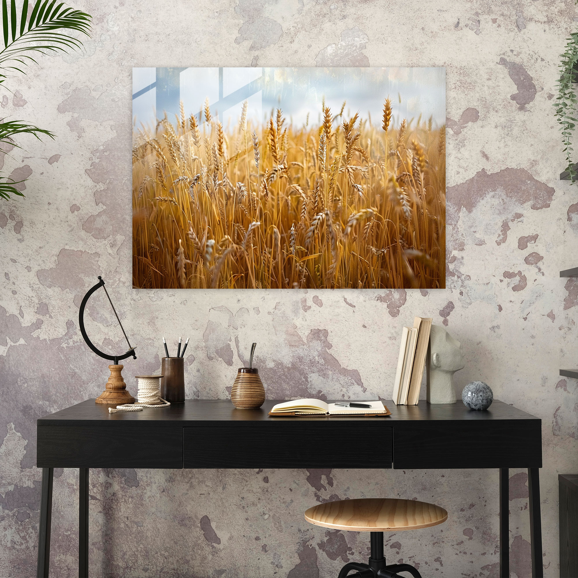Claude Monet Glass Art - Field Of Wheat - Claude Monet, Home Decoration, Glass Art, Wall Decoration