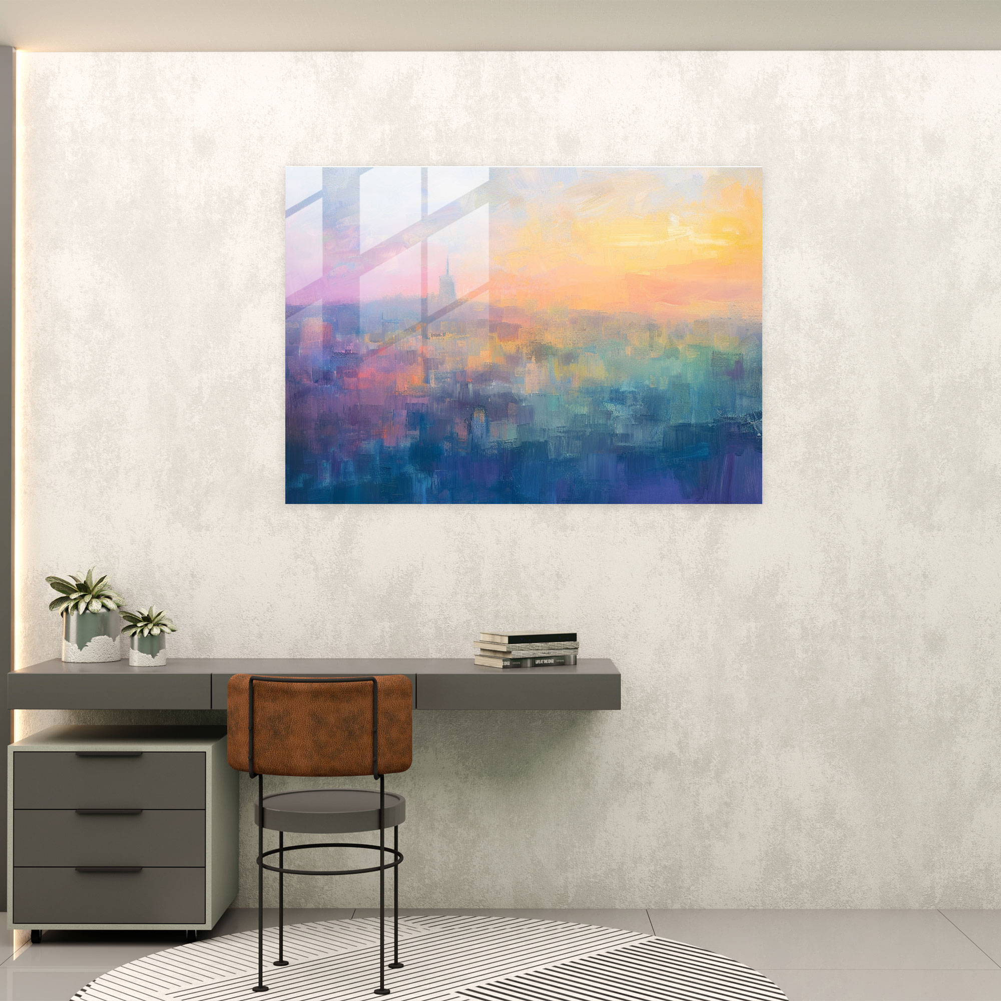 Pastel Cityscape Glass Print - Claude Monet, Modern Art, Glass Wall Art, Wall Decoration