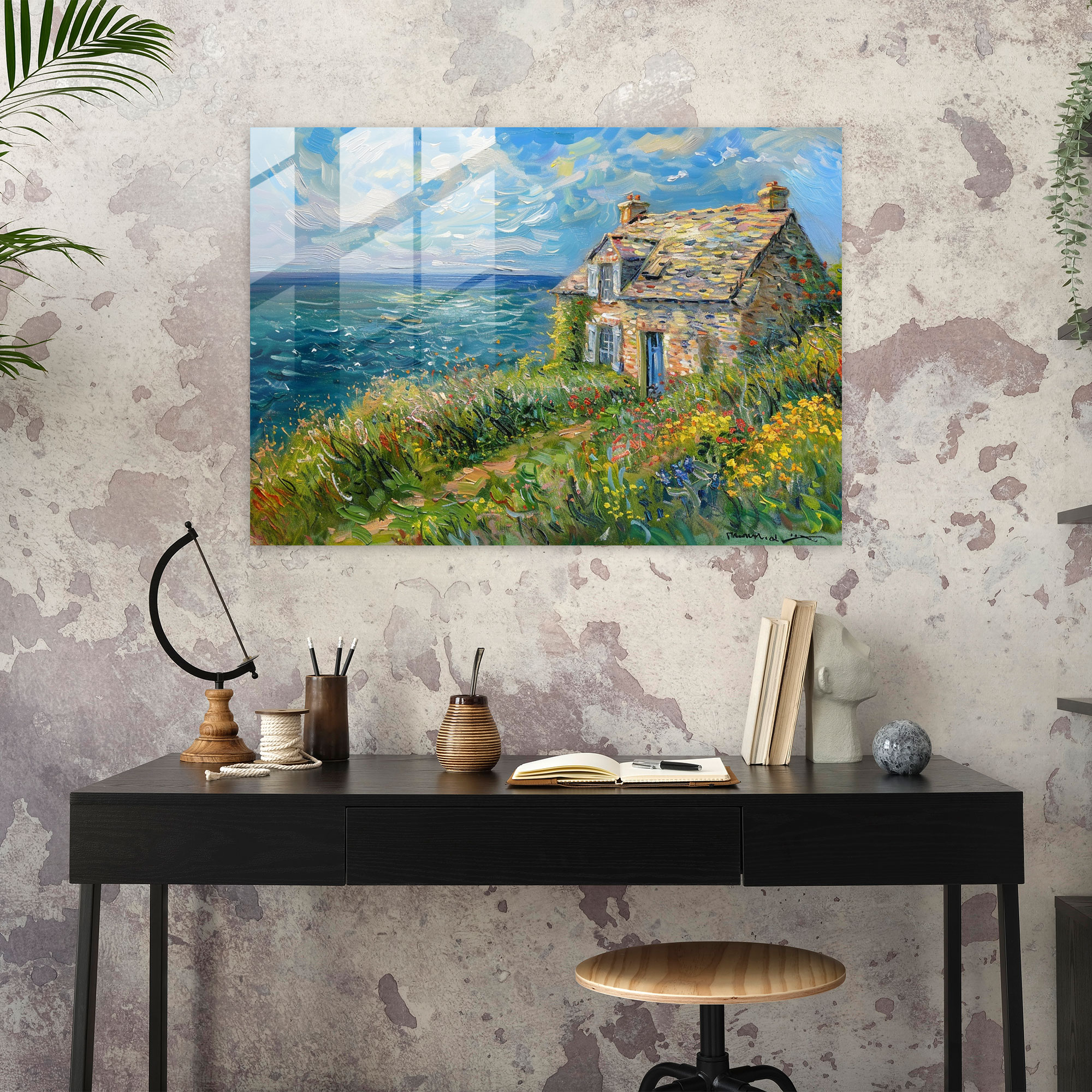 Seaside Cottage Glass Wall Art - Claude Monet, Glass Print, Glass Art, Modern Art