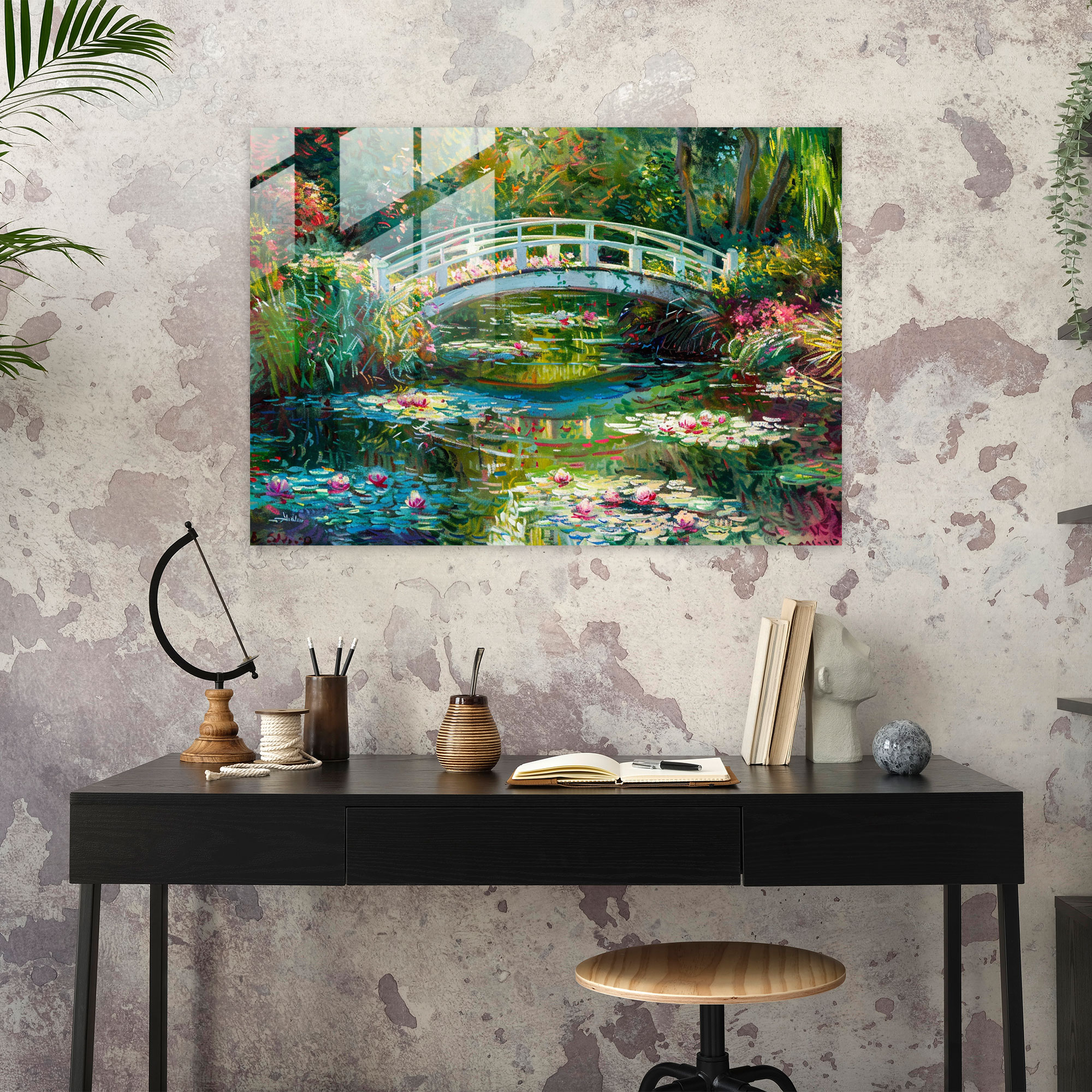 Garden Bridge Glass Wall Art - Claude Monet, Wall Decoration, Glass Wall Art, Home Decoration