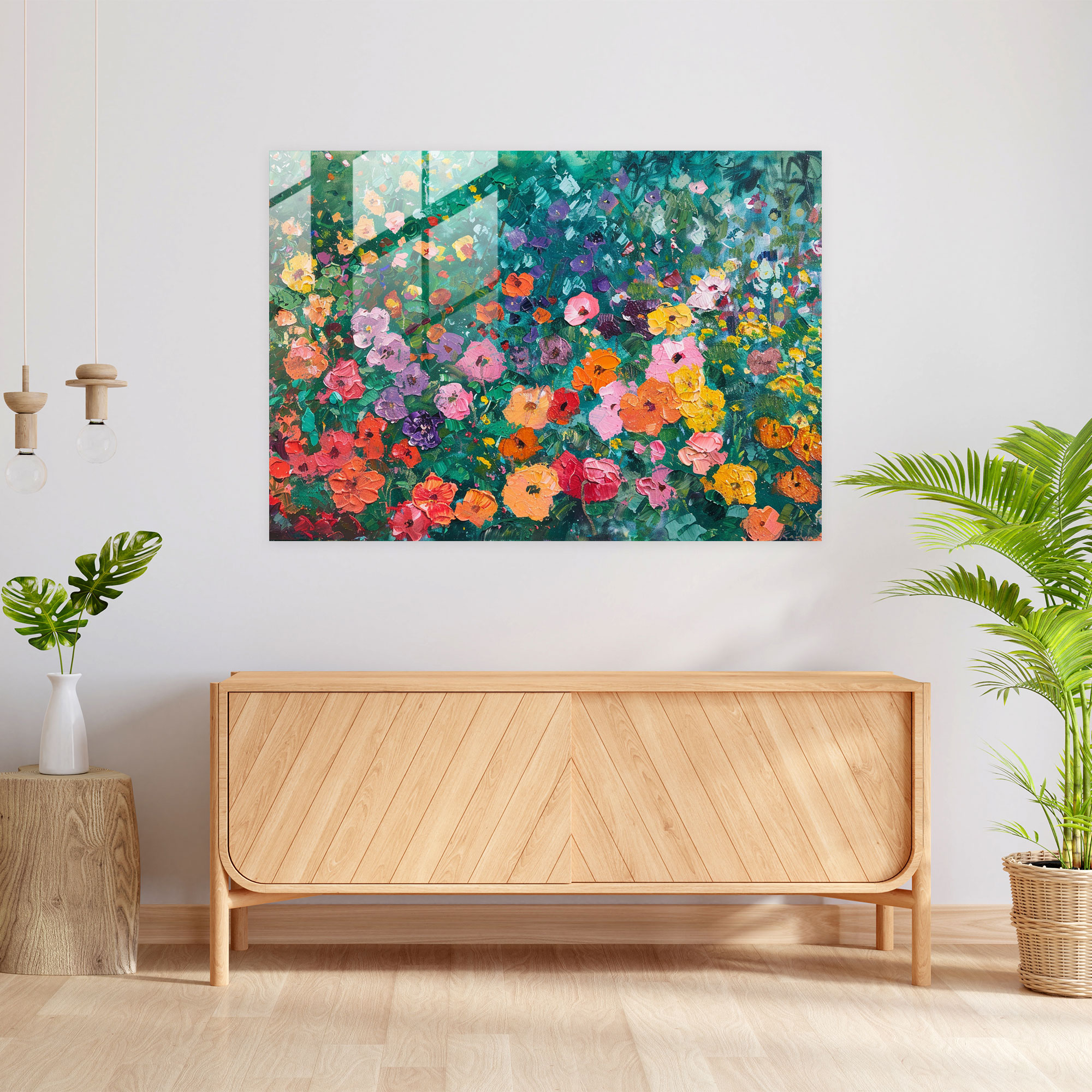 Claude Monet Flower Garden Glass Print - Claude Monet, Home Decoration, Flower Garden, Claude Monet