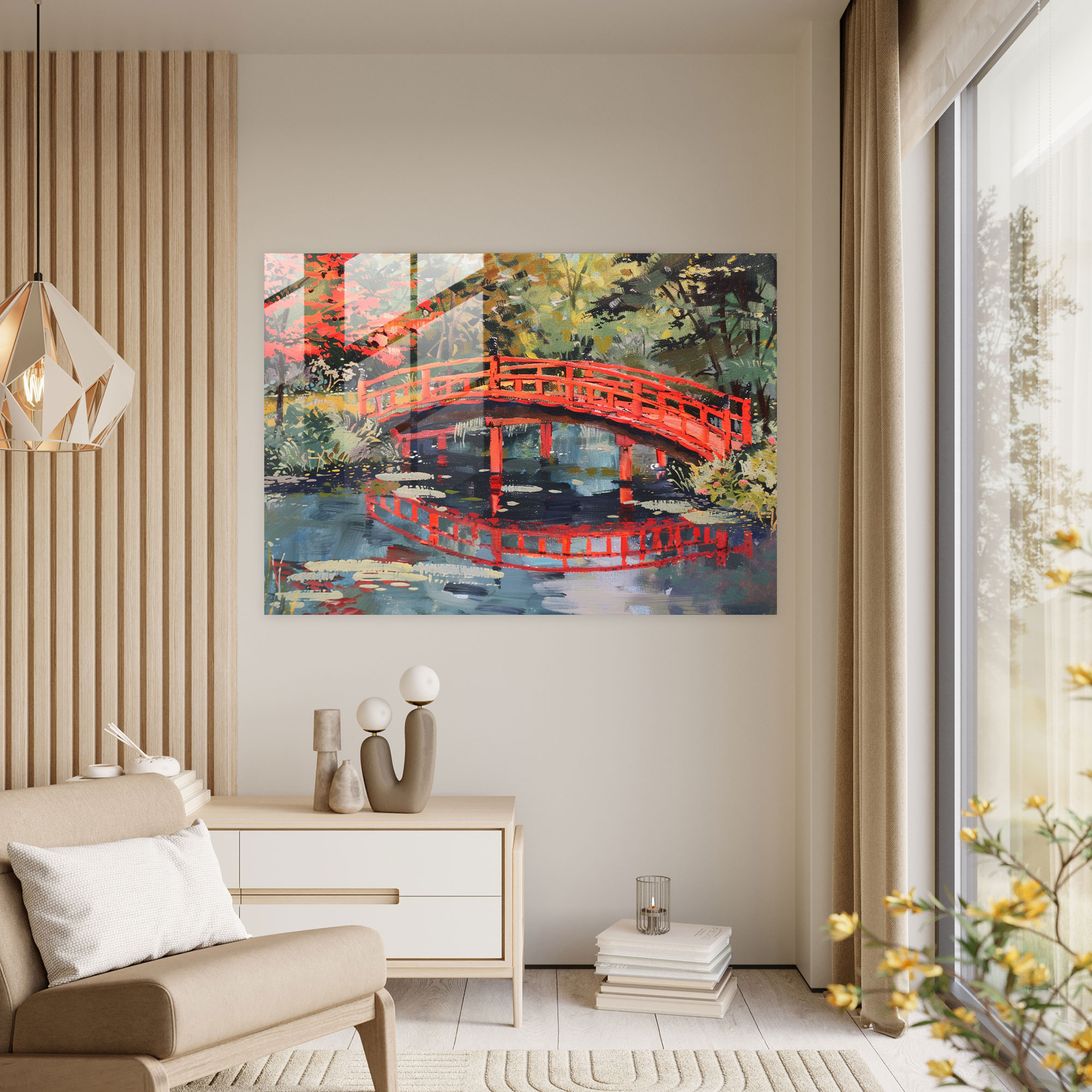 Claude Monet Japanese Bridge Glass Wall Art - Claude Monet, Glass Wall Art, Claude Monet, Home Decoration