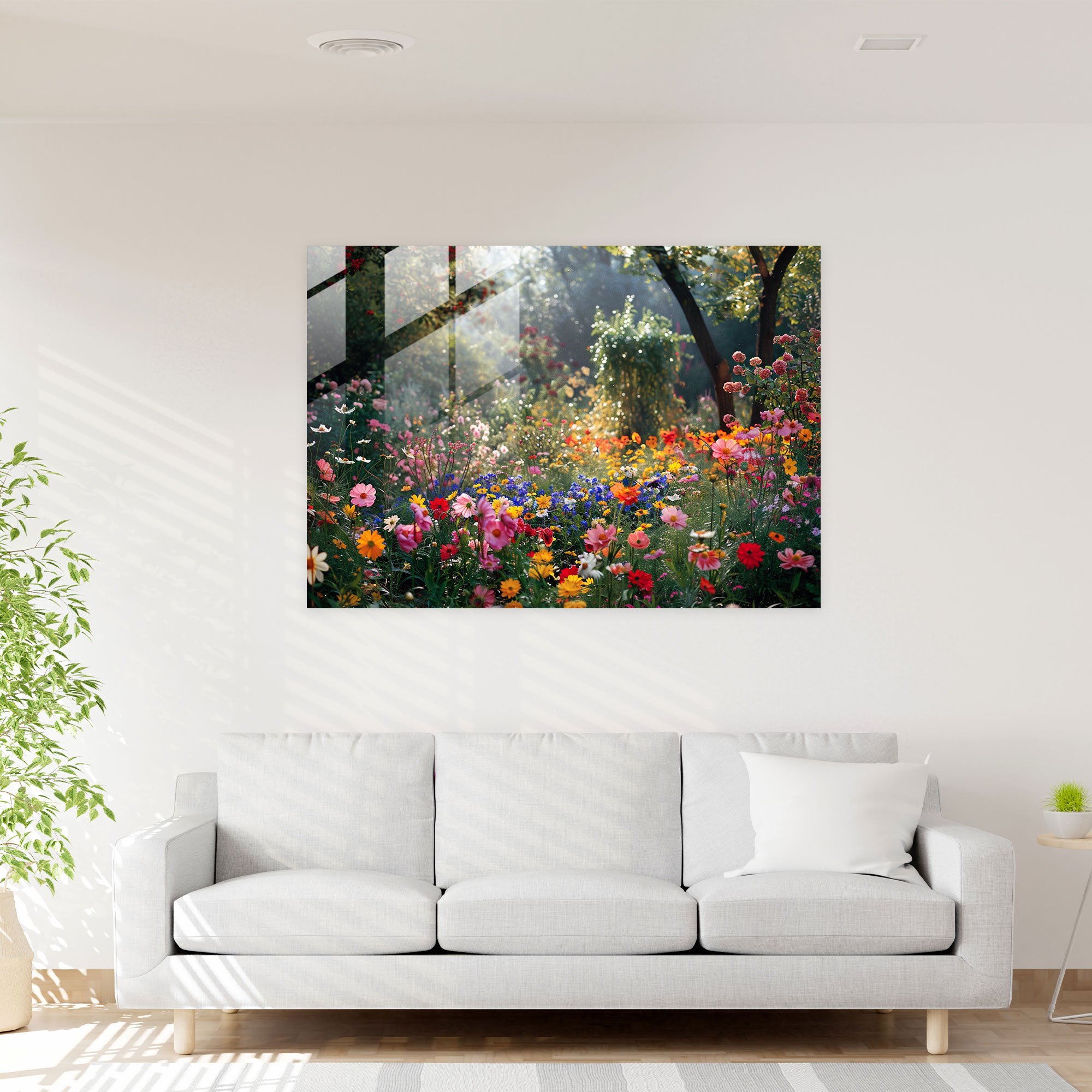 Claude Monet Glass Print - Blossoming Flower Garden Wall Decoration - Claude Monet, Home Decoration, Glass Wall Art, Glass Art