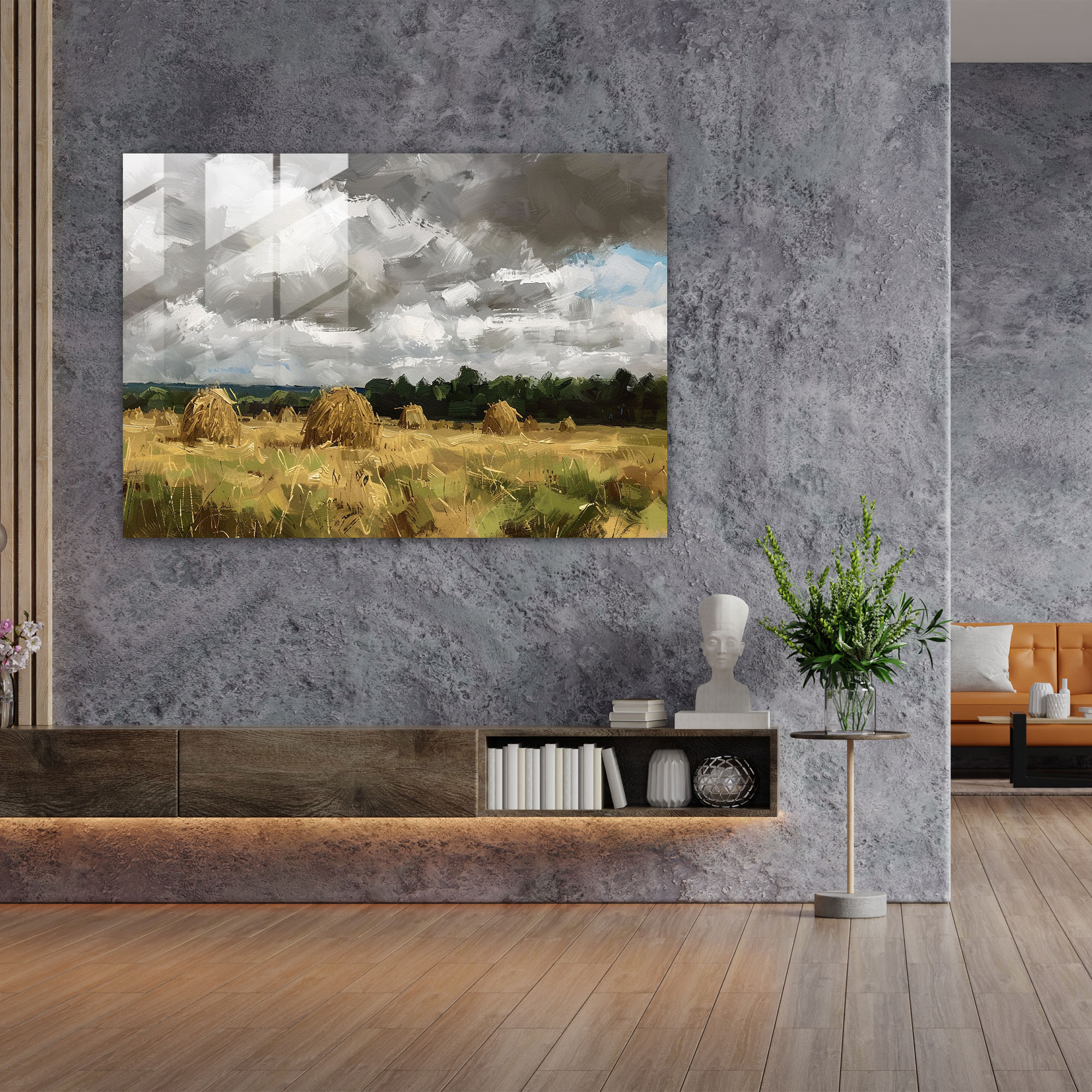 Claude Monet Glass Print - Haystacks In Field Glass Wall Art - Claude Monet, Home Decoration, Wall Decoration, Claude Monet