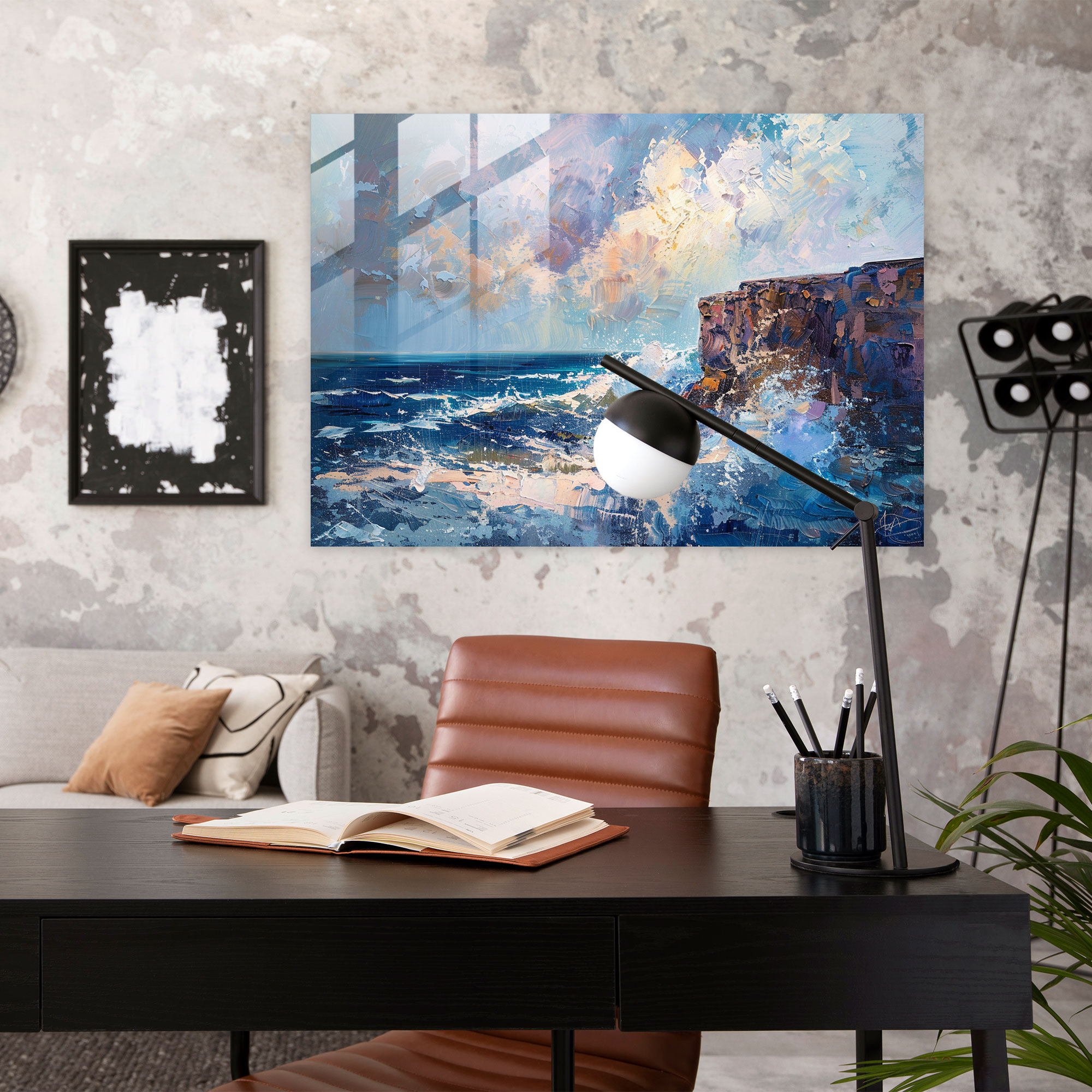 Claude Monet Glass Print - Seaside Cliff And Waves Wall Decoration - Claude Monet, Glass Print, Home Decoration, Wall Decoration
